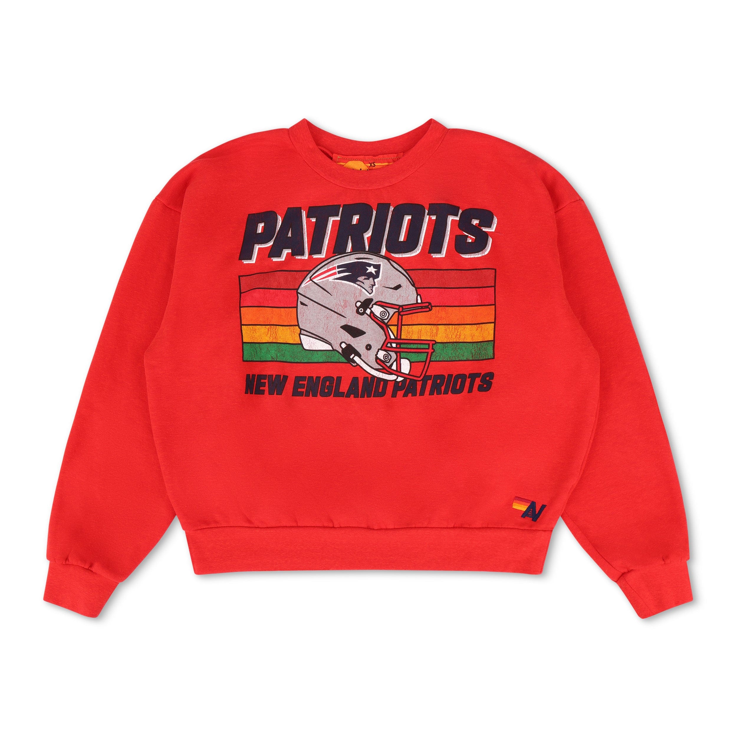 NEW ENGLAND PATRIOTS HELMET RELAXED CREW SWEATSHIRT - FLASH RED