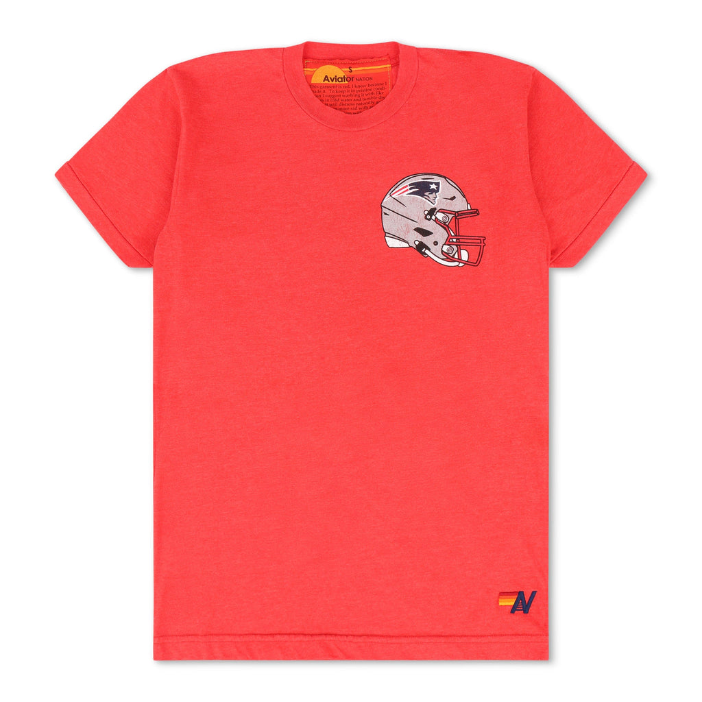 NEW ENGLAND PATRIOTS HELMET CREW TEE SHIRT - FLASH RED