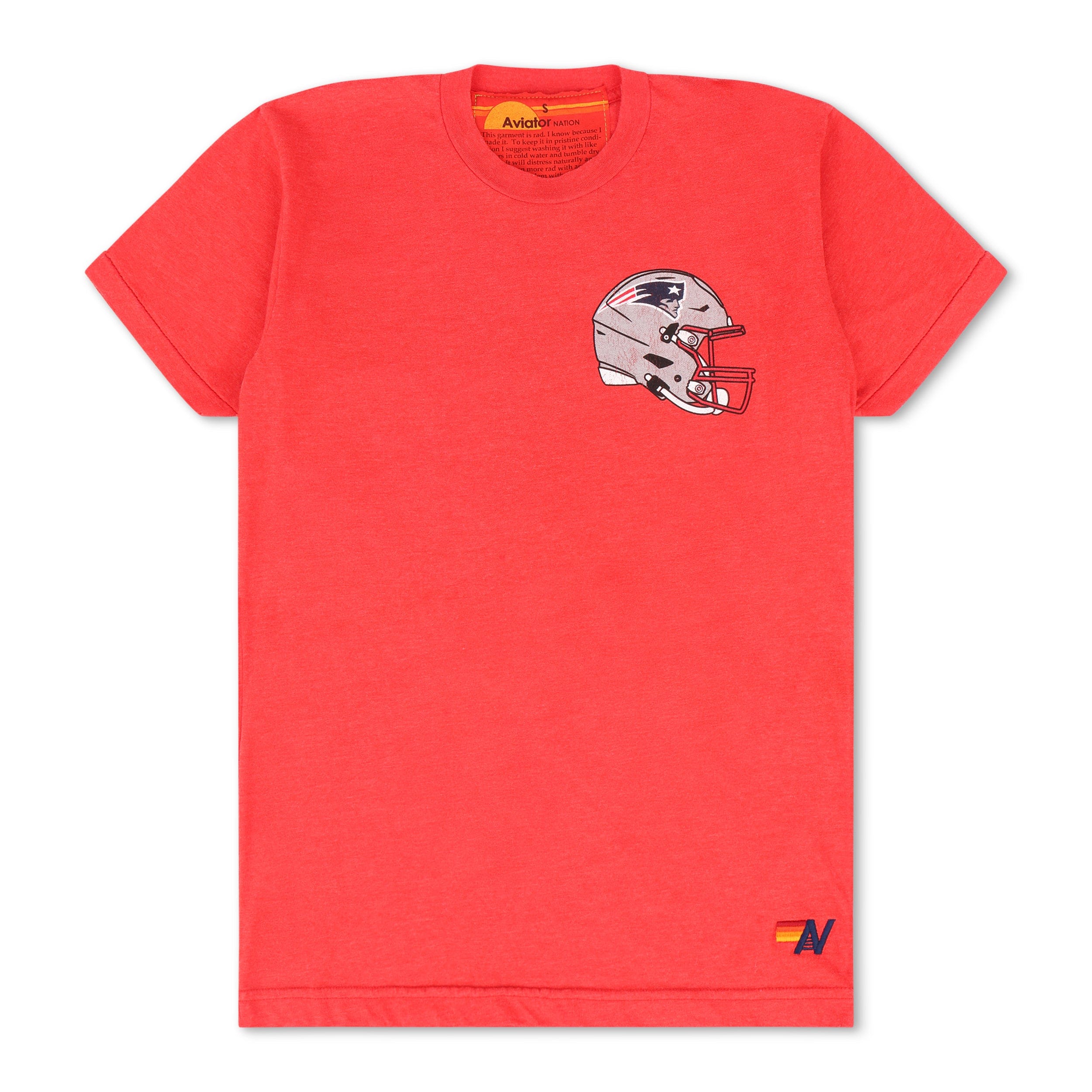 NEW ENGLAND PATRIOTS HELMET CREW TEE SHIRT - FLASH RED