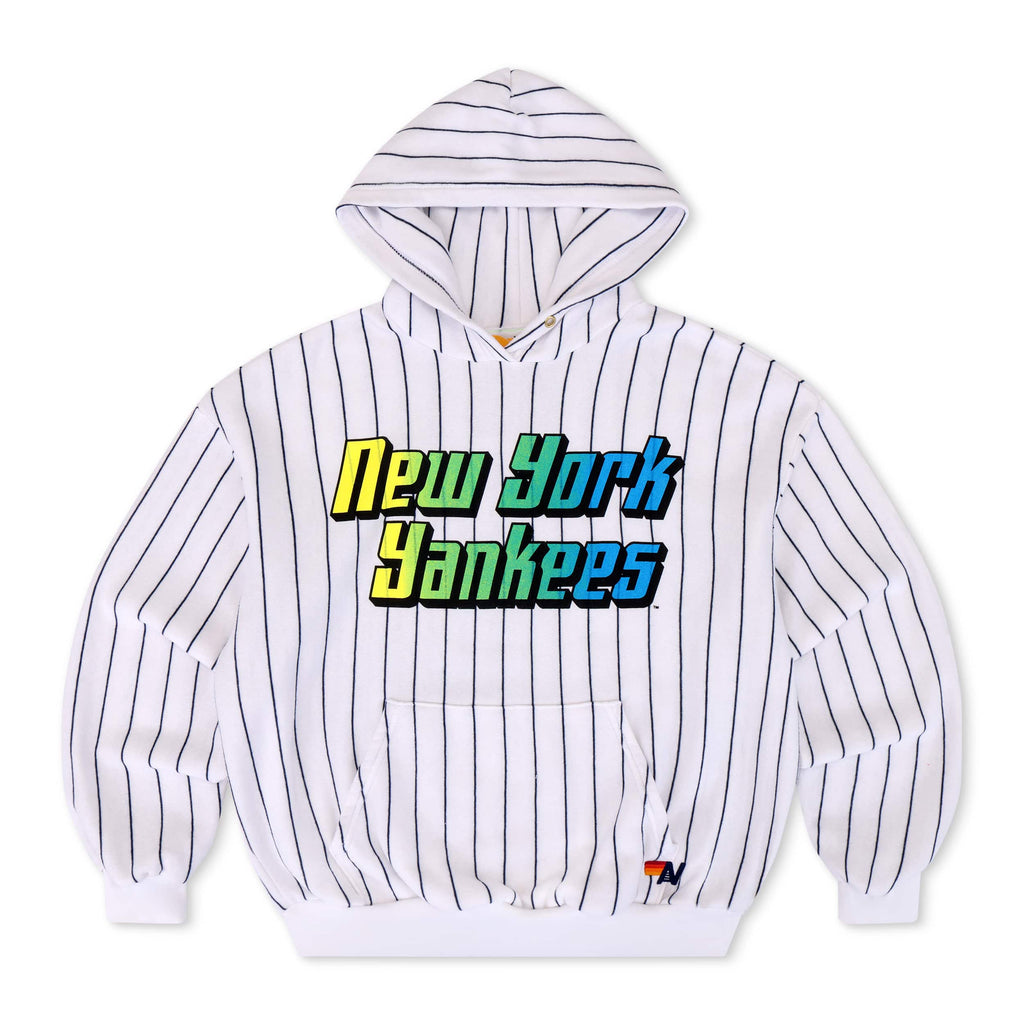 NEW YORK YANKEES PINSTRIPE 2026 RELAXED PULLOVER HOODIE - WHITE // NAVY
