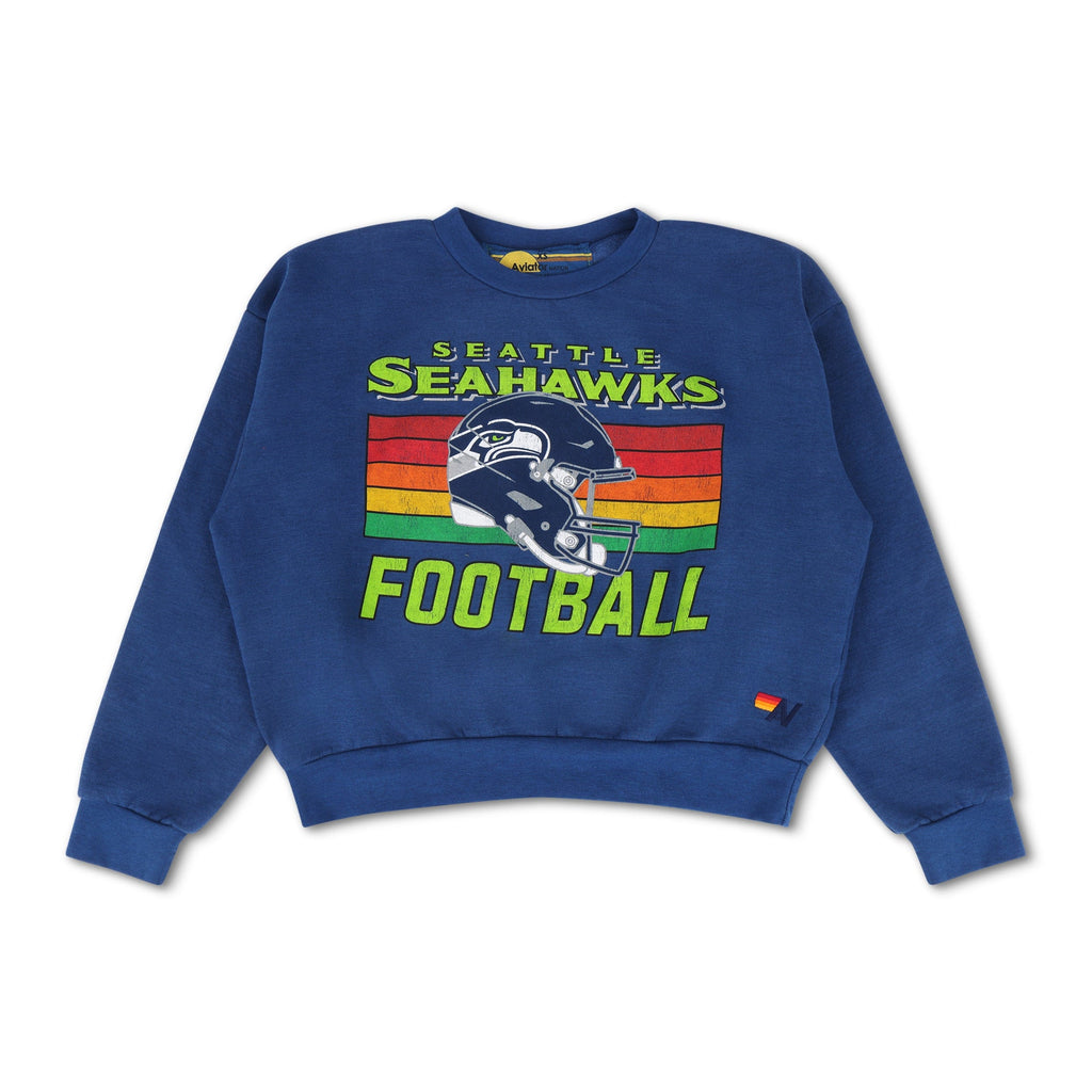 SEATTLE SEAHAWKS HELMET RELAXED CREW SWEATSHIRT - ROYAL