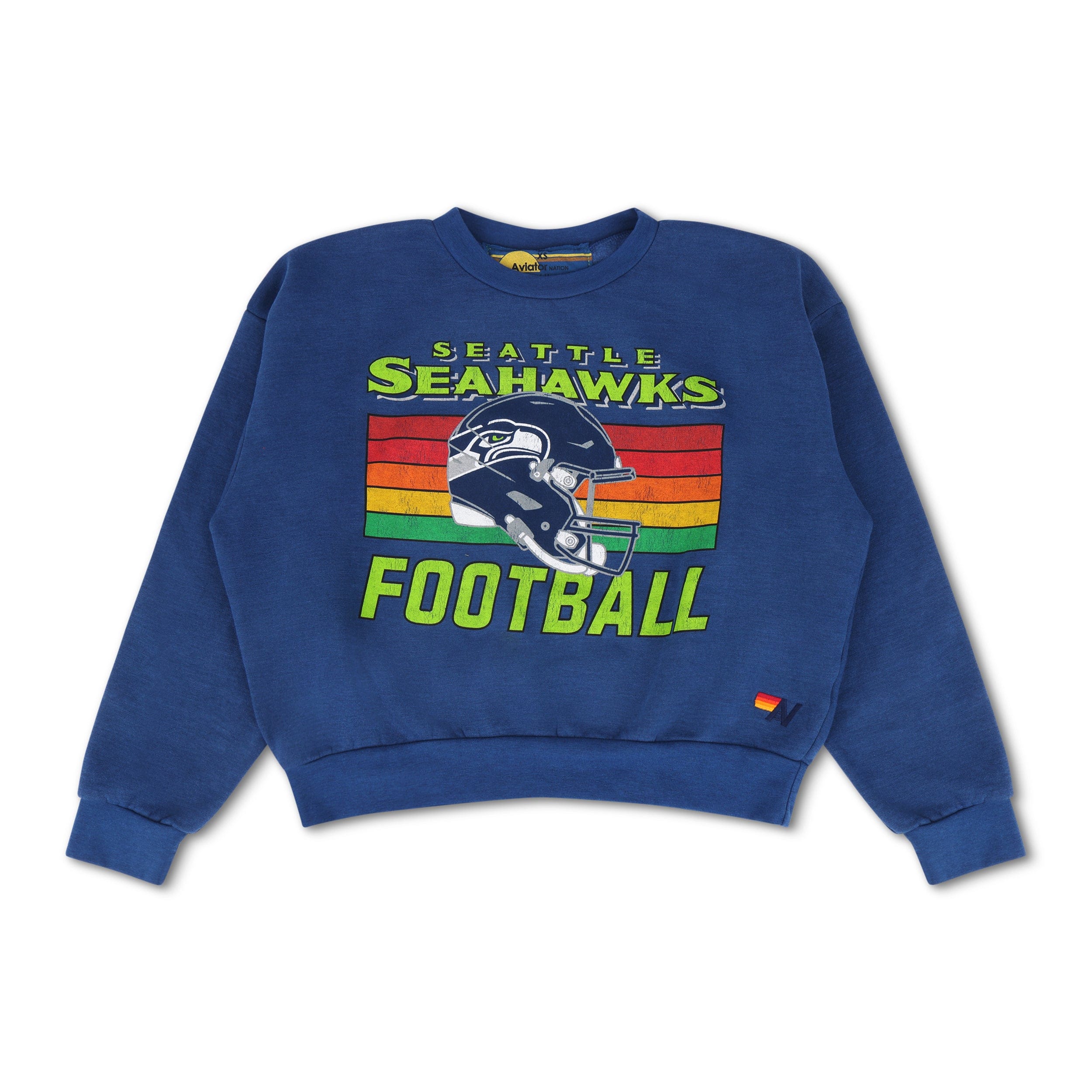 SEATTLE SEAHAWKS HELMET RELAXED CREW SWEATSHIRT - ROYAL