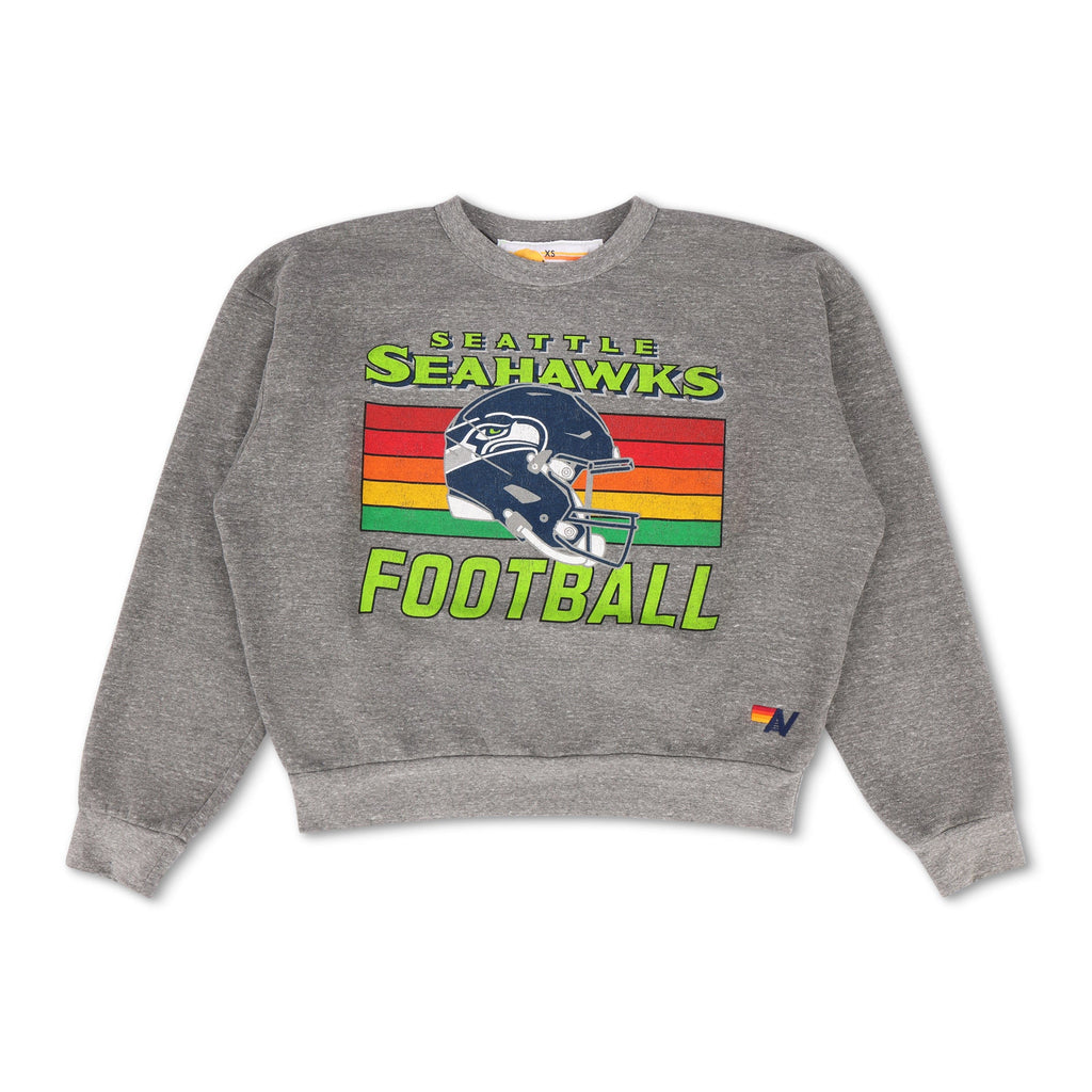 SEATTLE SEAHAWKS HELMET RELAXED CREW SWEATSHIRT - HEATHER GREY