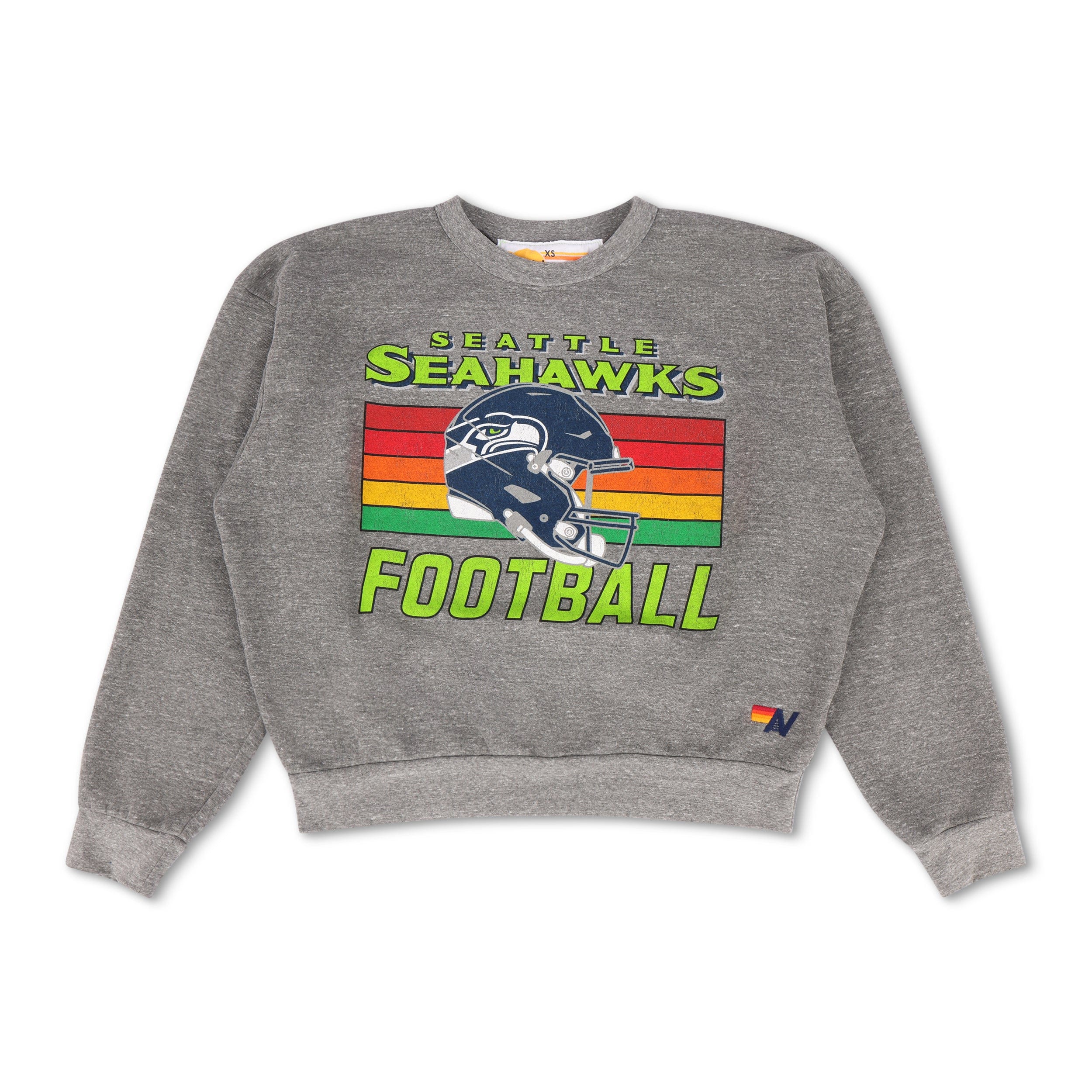 SEATTLE SEAHAWKS HELMET RELAXED CREW SWEATSHIRT - HEATHER GREY