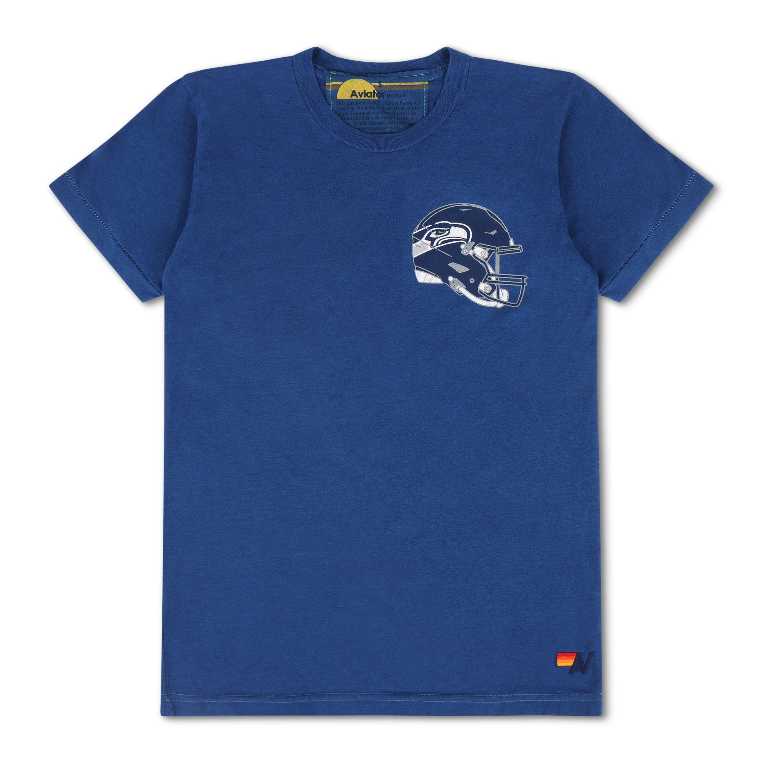 SEATTLE SEAHAWKS HELMET CREW TEE SHIRT - ROYAL