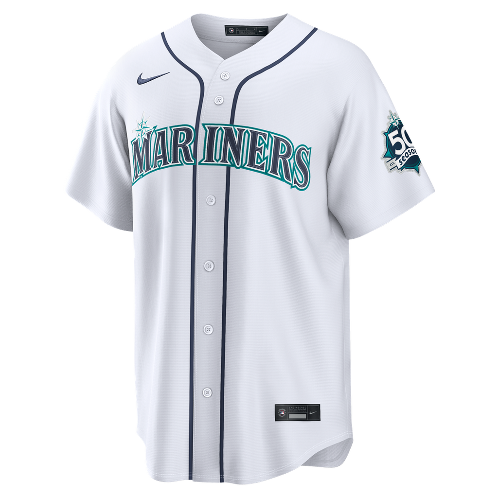 Seattle Mariners Cal Raleigh Nike Road Stadium 50th Season Patch Jersey - Navy