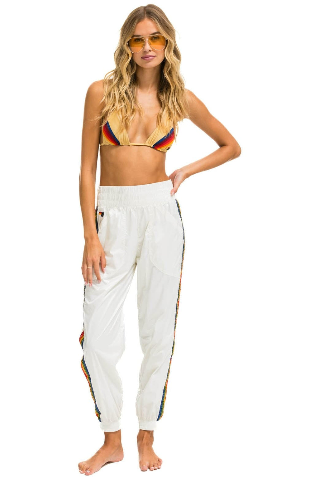 5 STRIPE HI RISE WIND PANT - VINTAGE WHITE