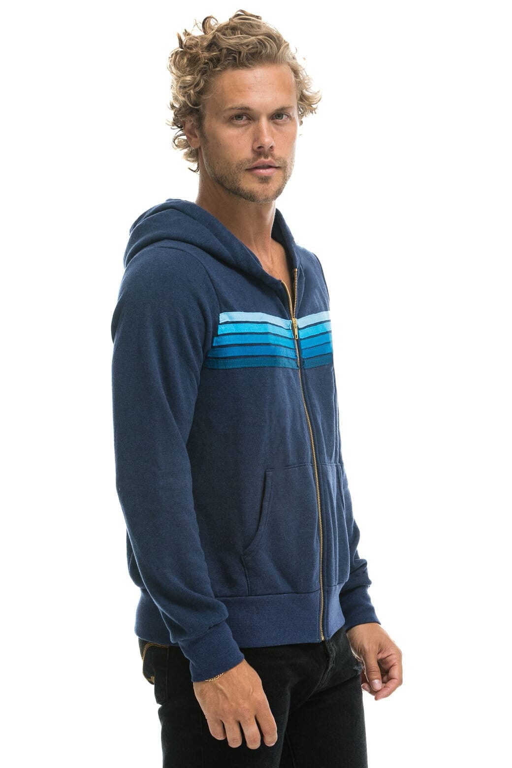 5 STRIPE HOODIE -  NAVY // BLUE