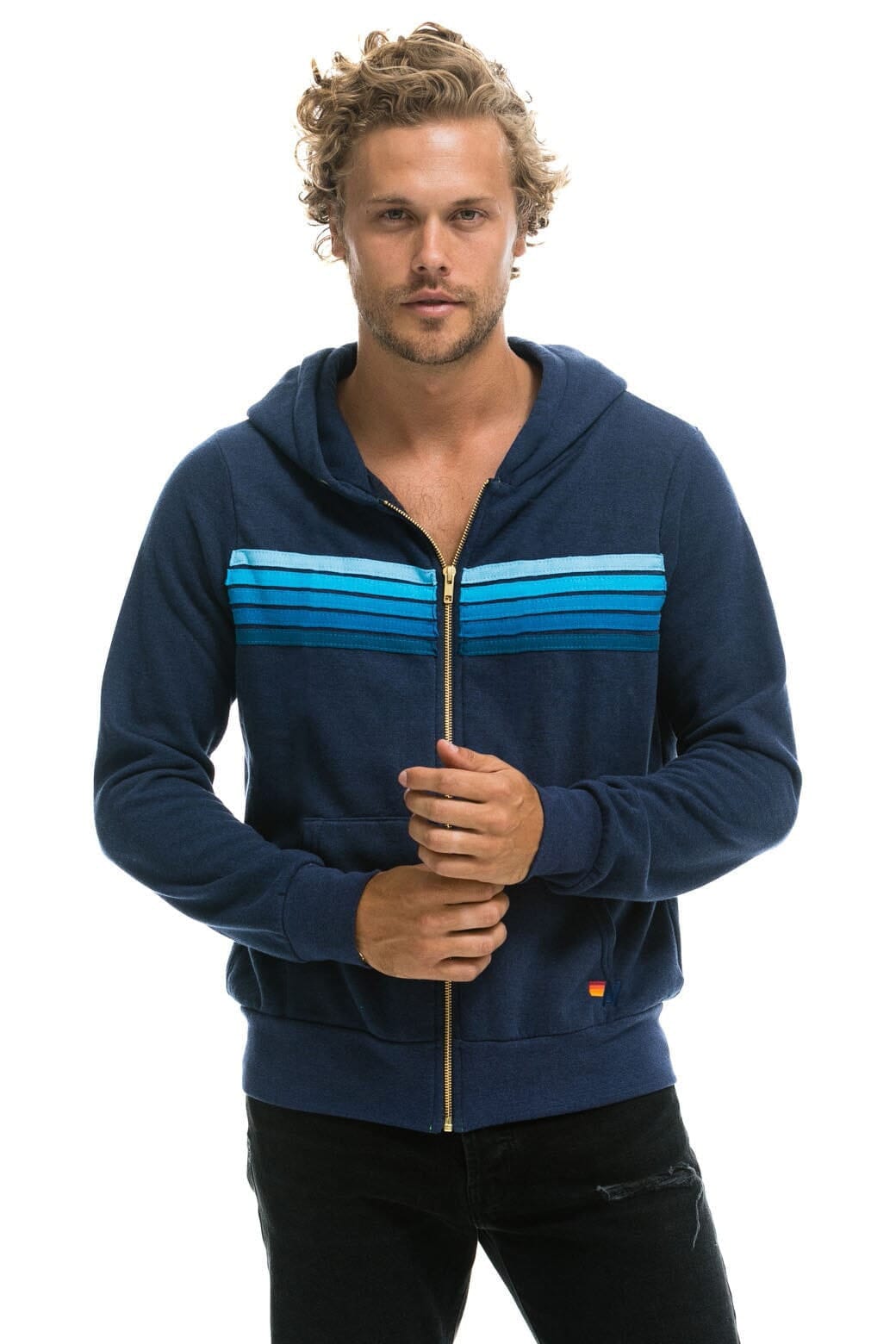 5 STRIPE HOODIE -  NAVY // BLUE