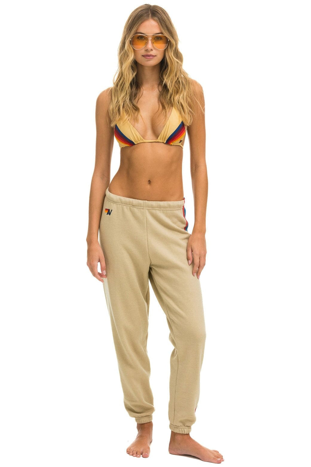 5 STRIPE SWEATPANTS - SAND // USA