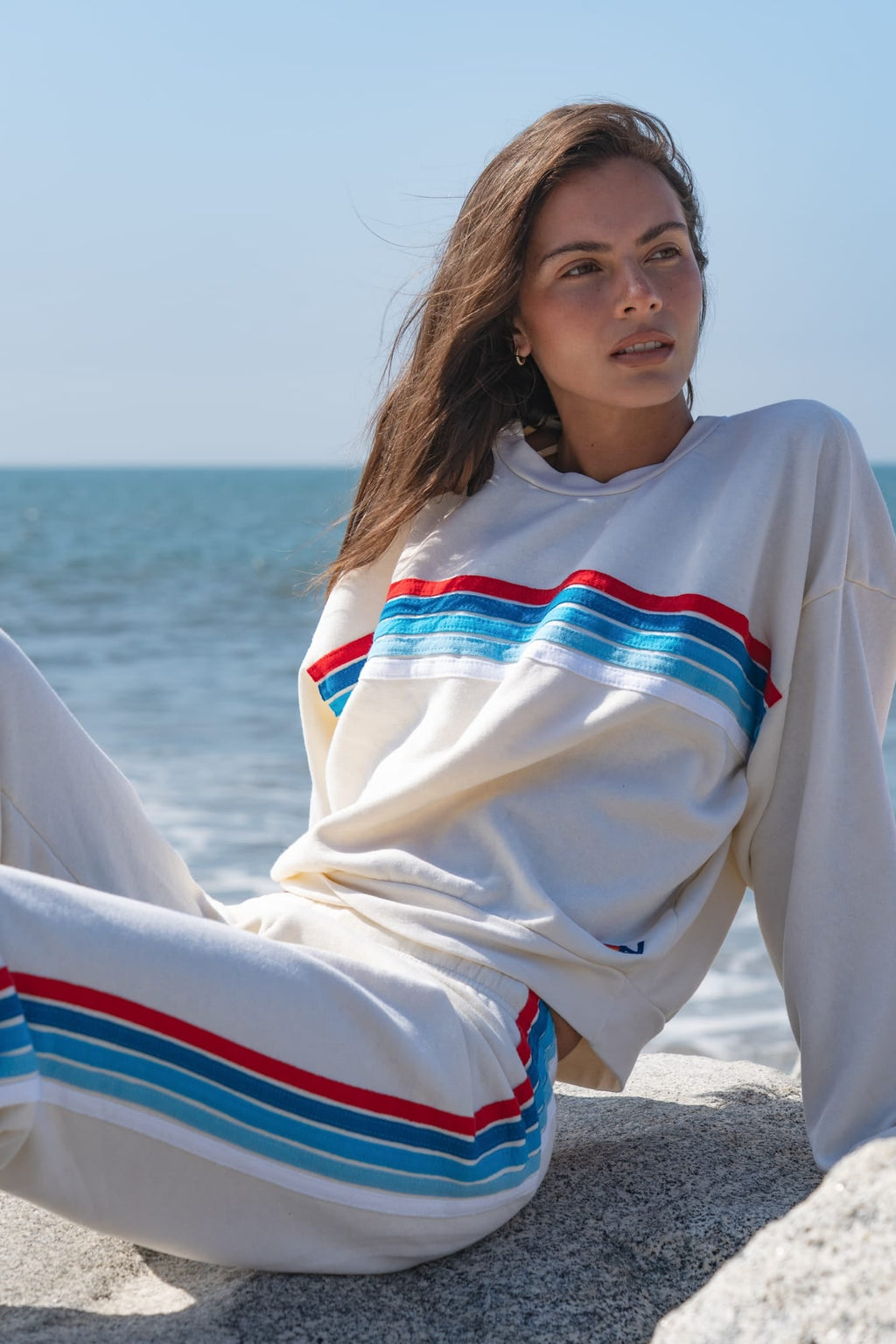 WOMEN'S 5 STRIPE AMERICA SWEATPANTS - VINTAGE WHITE // USA