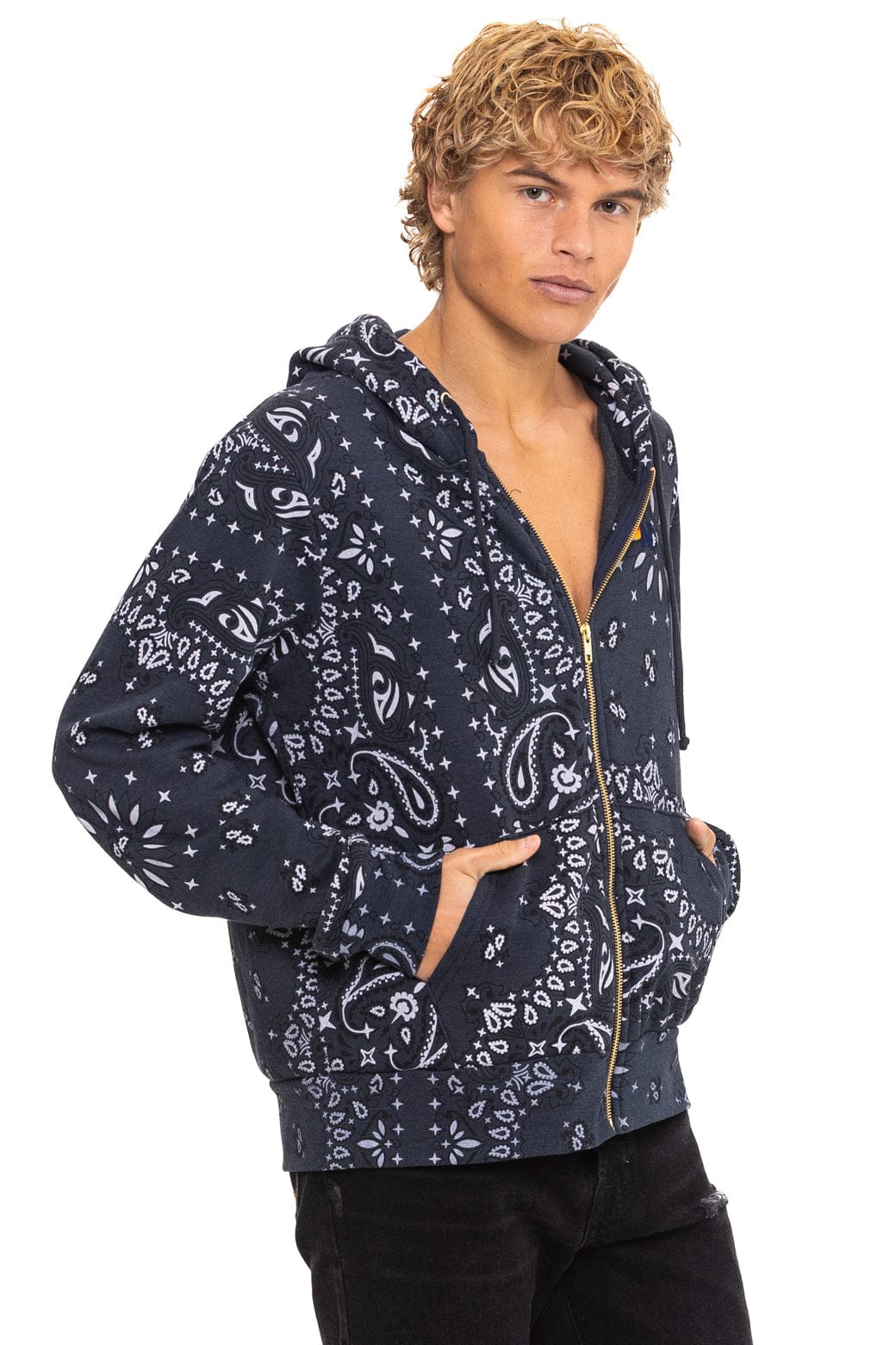 BANDANA ZIP HOODIE - CHARCOAL