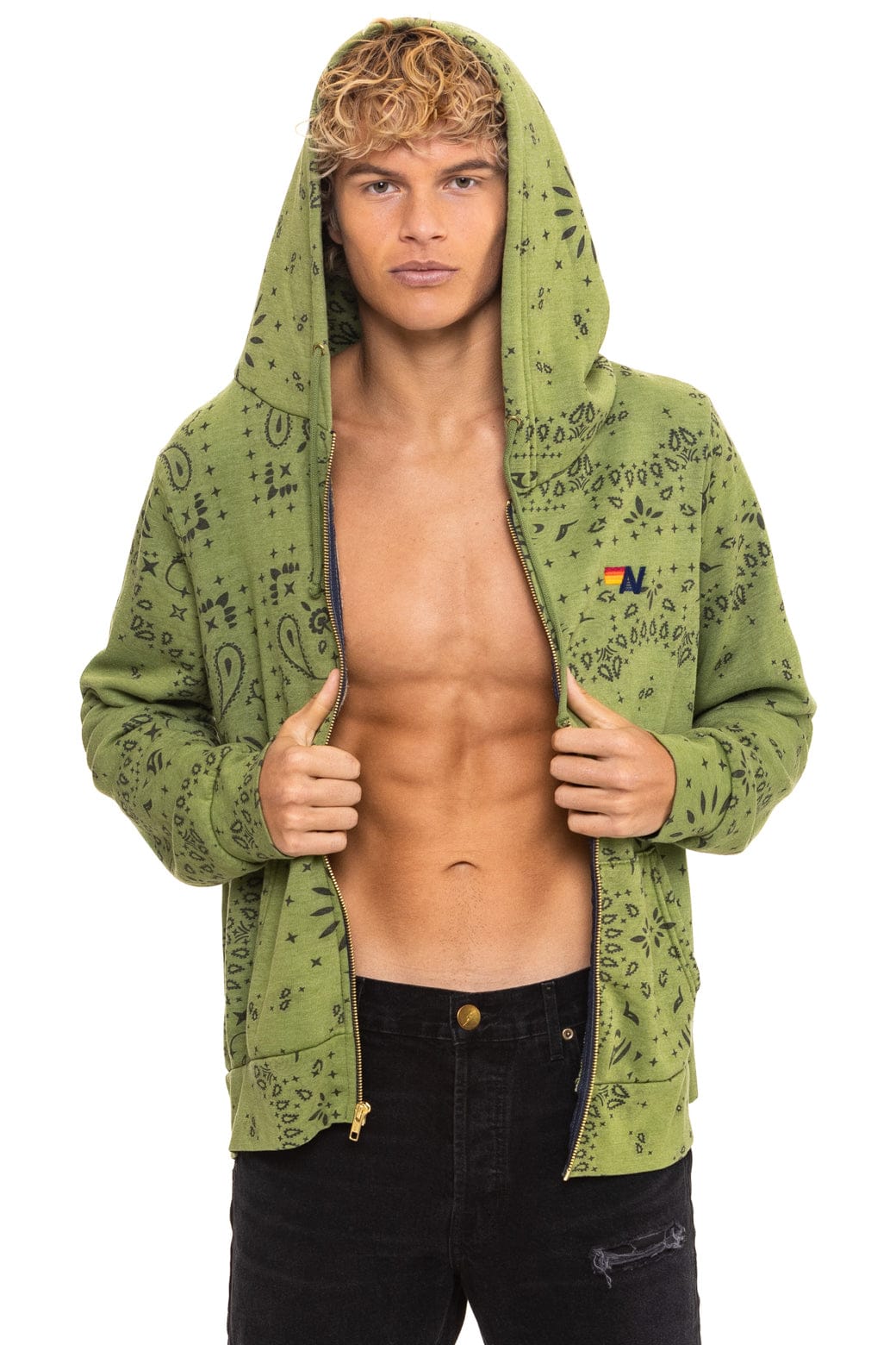 BANDANA ZIP HOODIE - JUNGLE GREEN