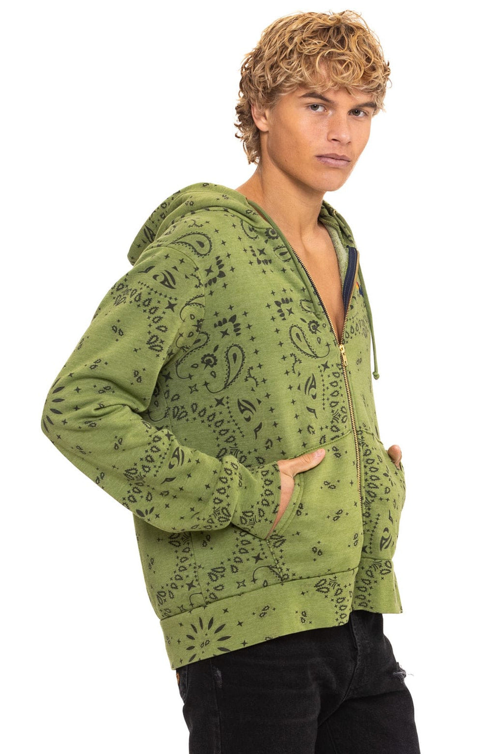 BANDANA ZIP HOODIE - JUNGLE GREEN