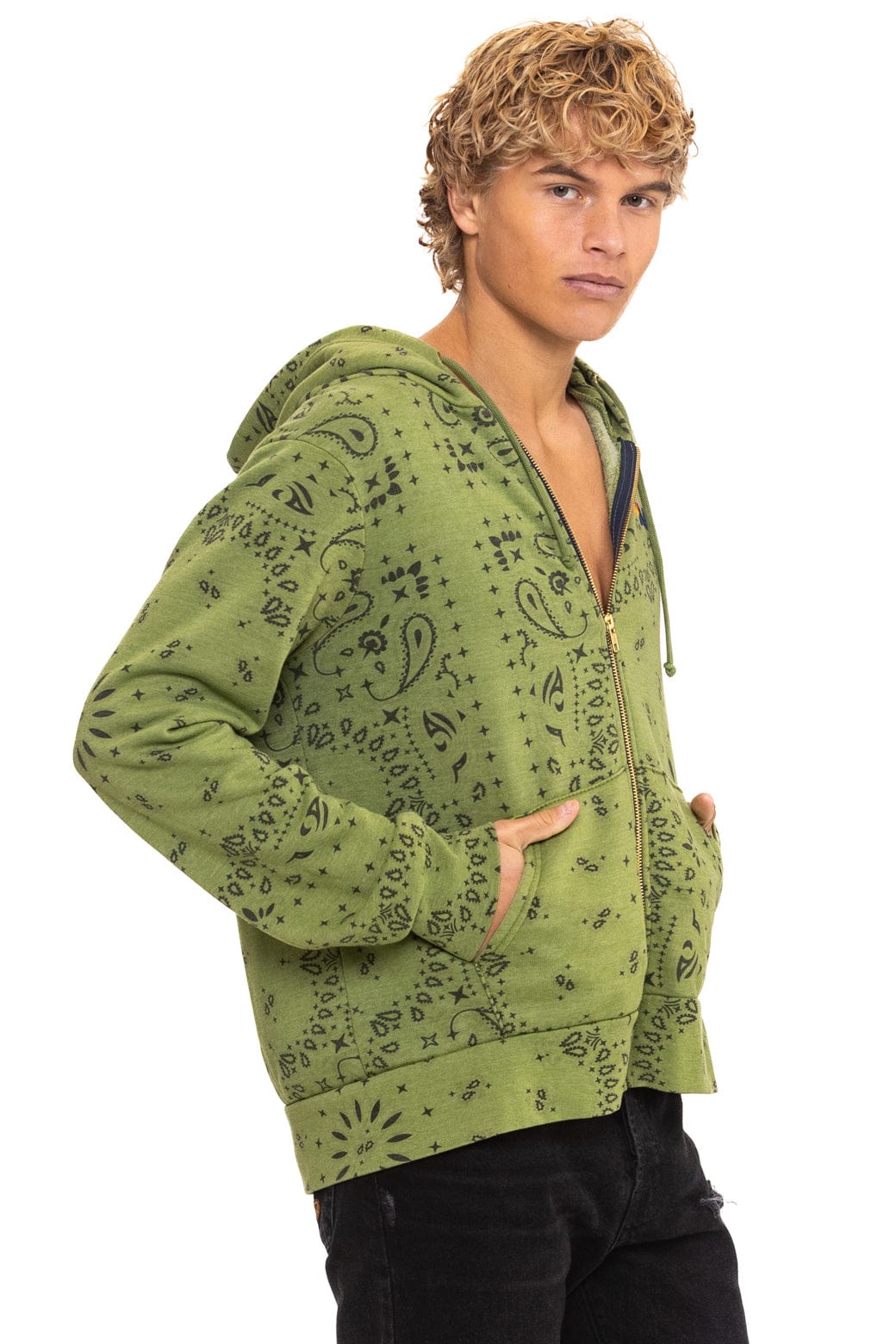 BANDANA ZIP HOODIE - JUNGLE GREEN