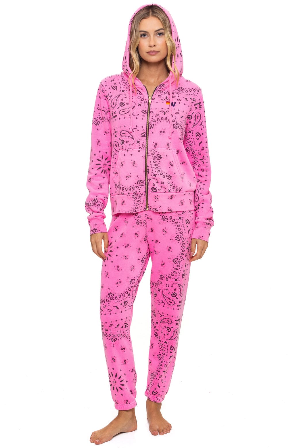 BANDANA ZIP HOODIE - NEON PINK