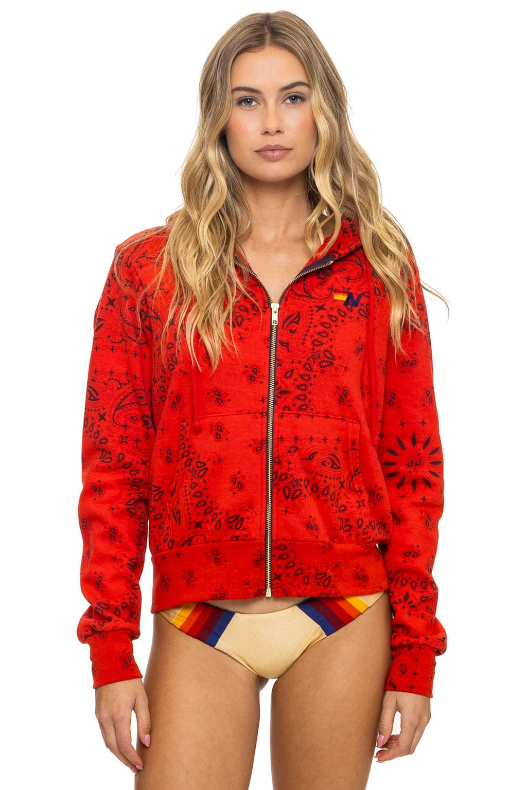 BANDANA ZIP HOODIE - RED
