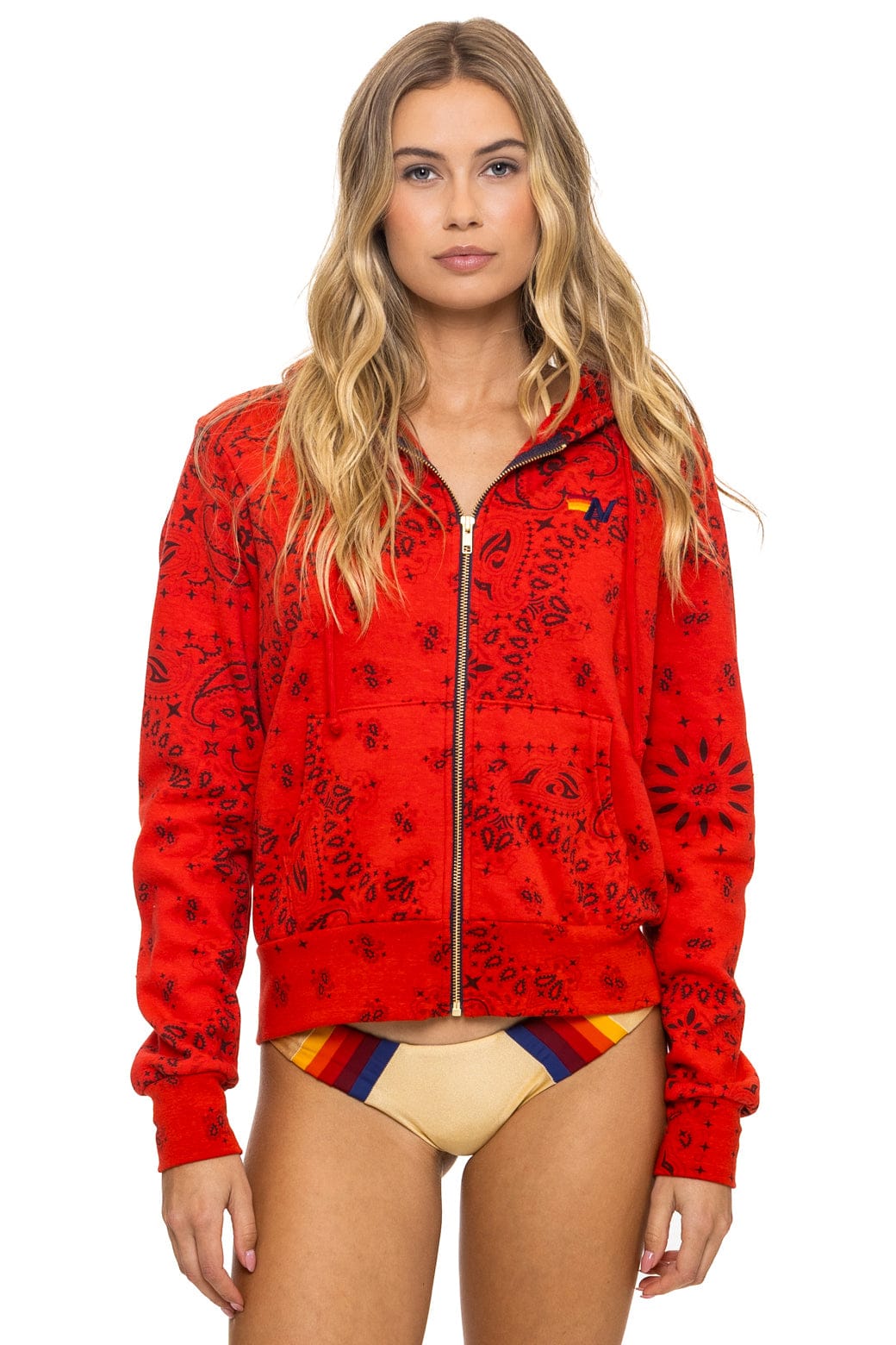 BANDANA ZIP HOODIE - RED