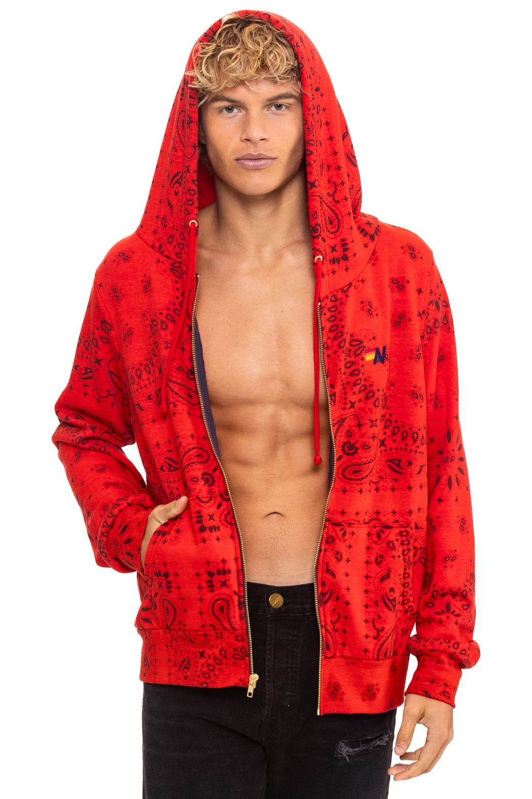 BANDANA ZIP HOODIE - RED