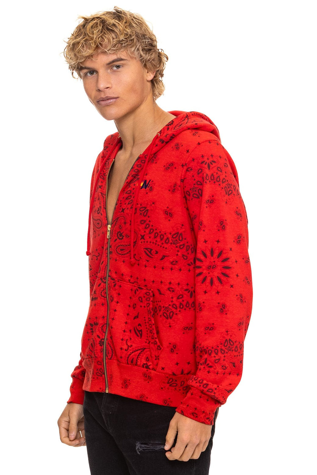 BANDANA ZIP HOODIE - RED