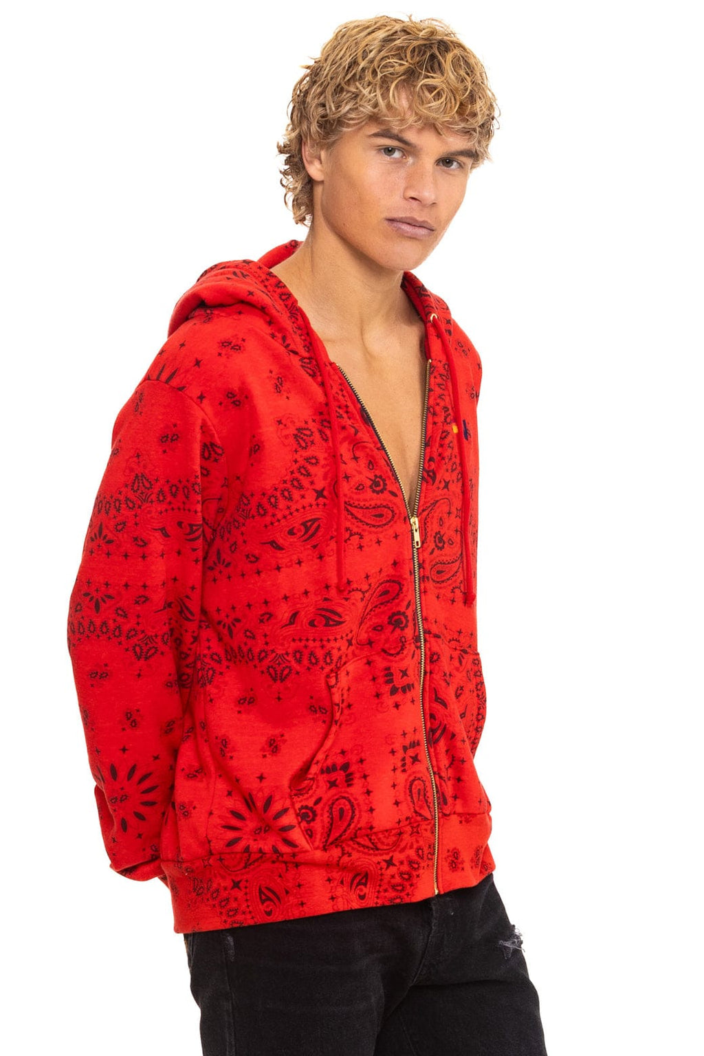 BANDANA ZIP HOODIE - RED