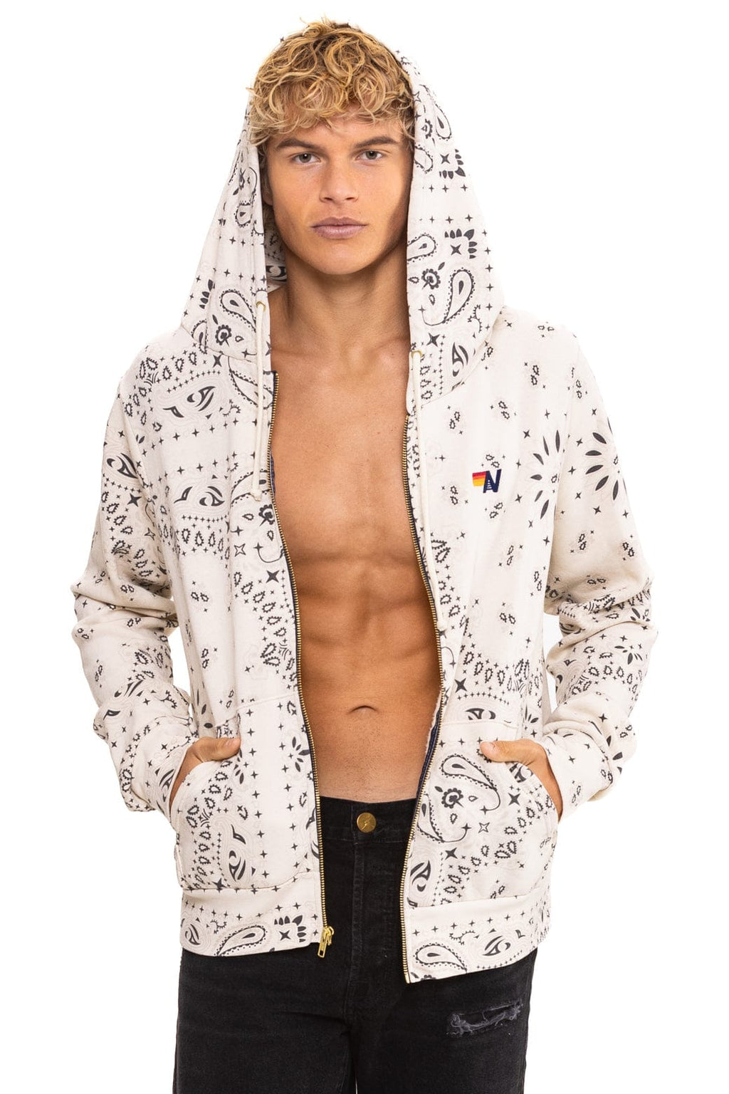 BANDANA  ZIP HOODIE - VINTAGE WHITE