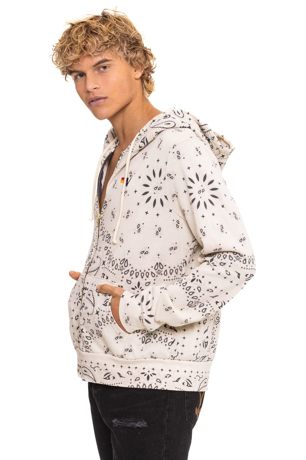 BANDANA  ZIP HOODIE - VINTAGE WHITE