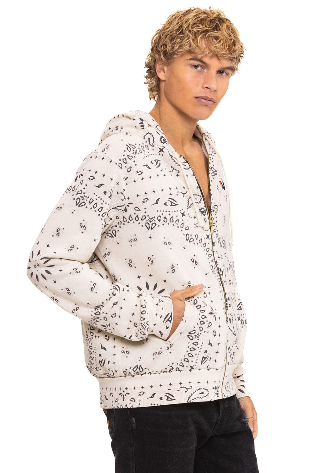 BANDANA  ZIP HOODIE - VINTAGE WHITE