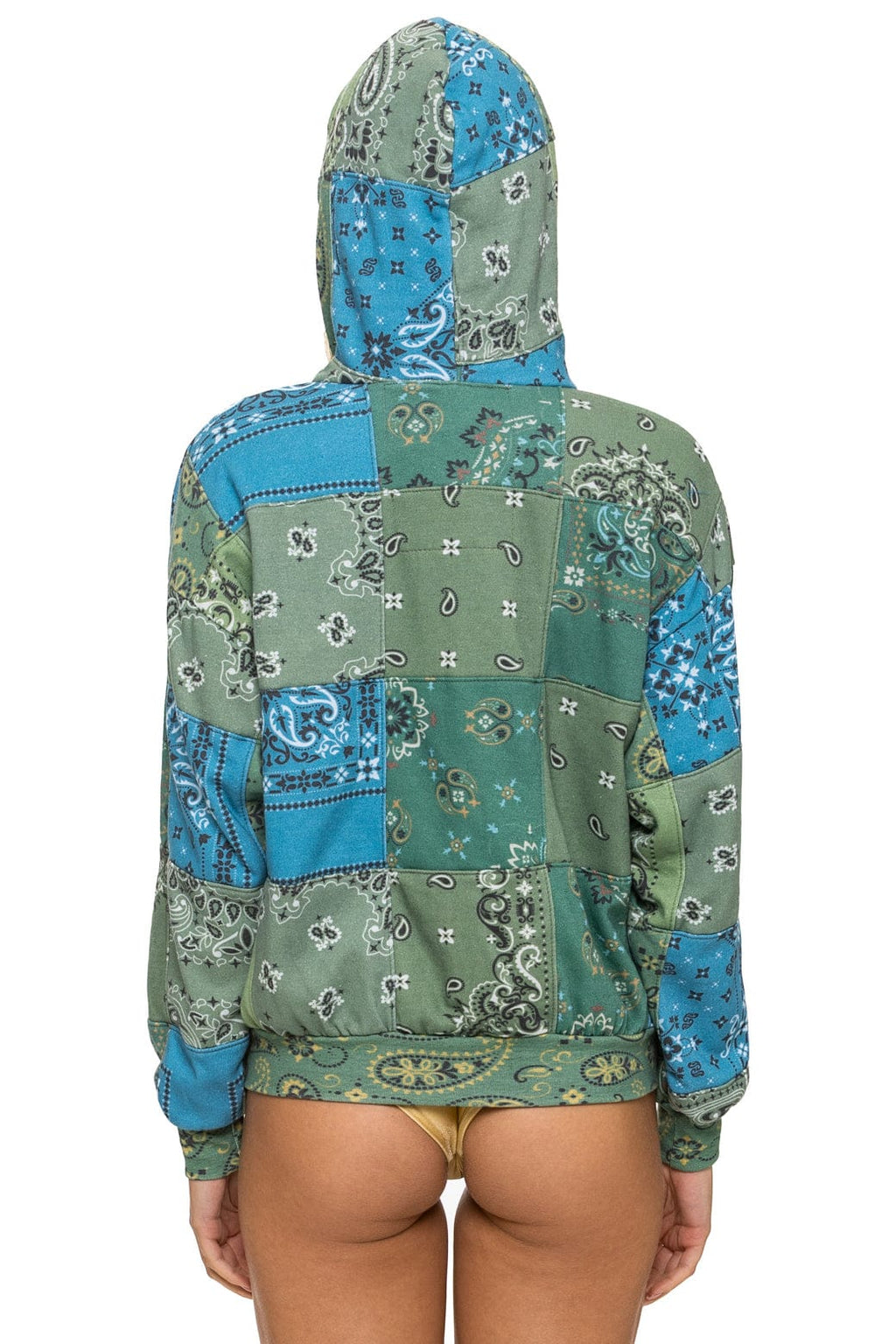 BANDANA QUILTED RELAXED ZIP HOODIE - GREEN