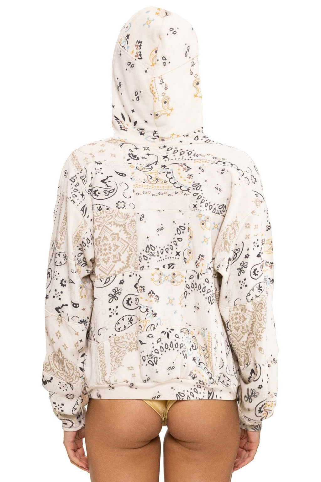 BANDANA QUILTED RELAXED ZIP HOODIE - VINTAGE WHITE