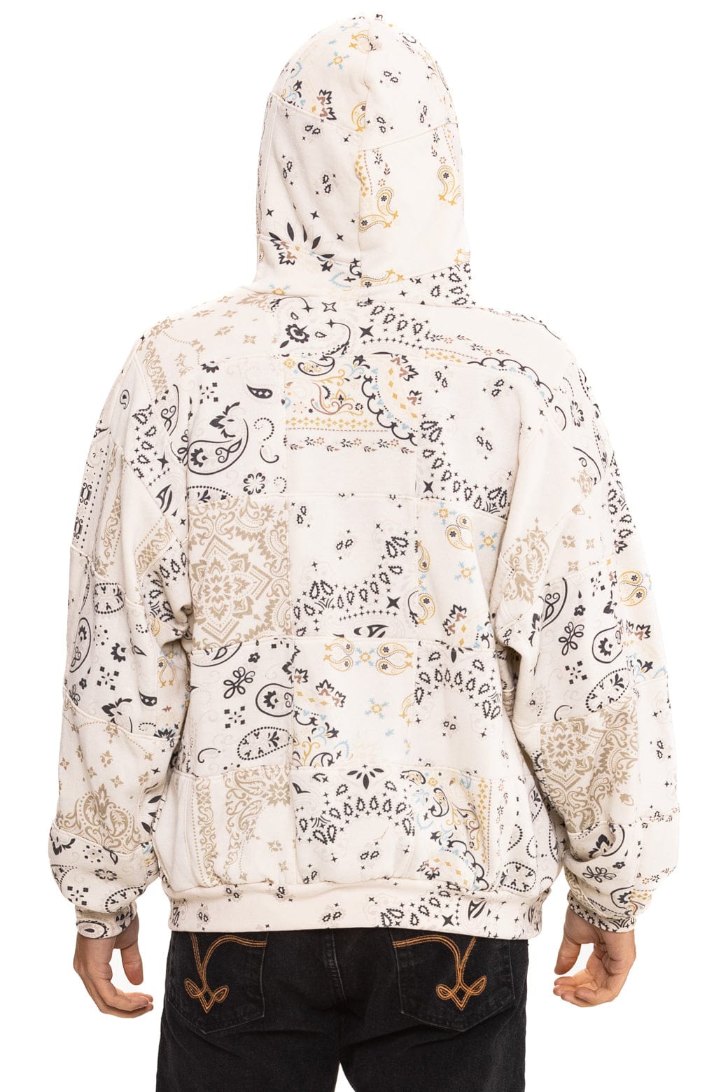 BANDANA QUILTED RELAXED ZIP HOODIE - VINTAGE WHITE