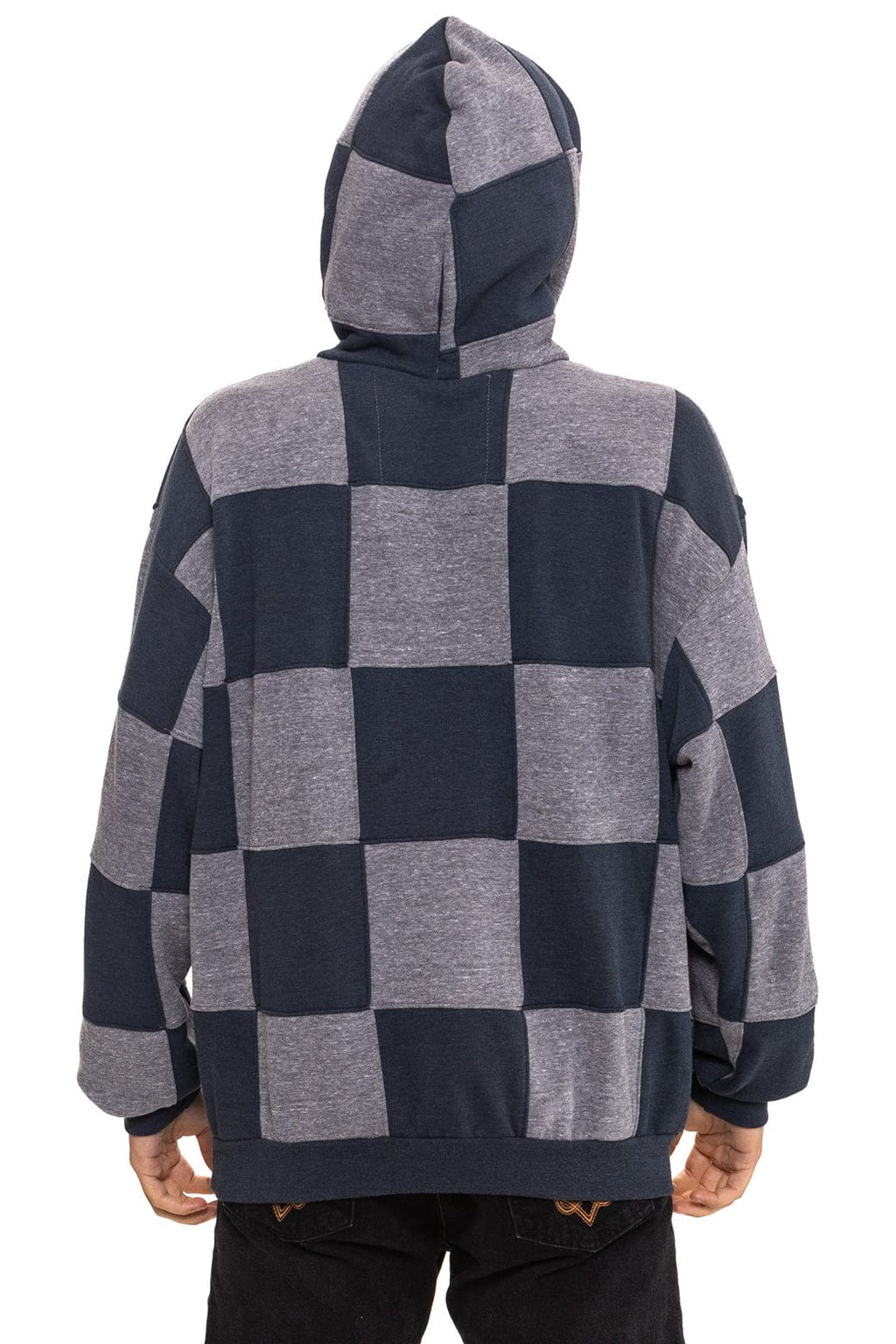 CHECK QUILT RELAXED PULLOVER HOODIE - HEATHER // CHARCOAL
