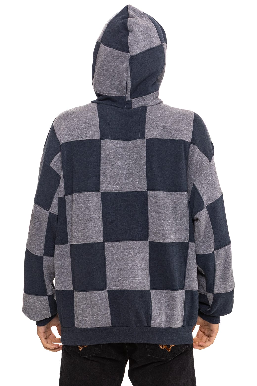 CHECK QUILT RELAXED PULLOVER HOODIE - HEATHER // CHARCOAL