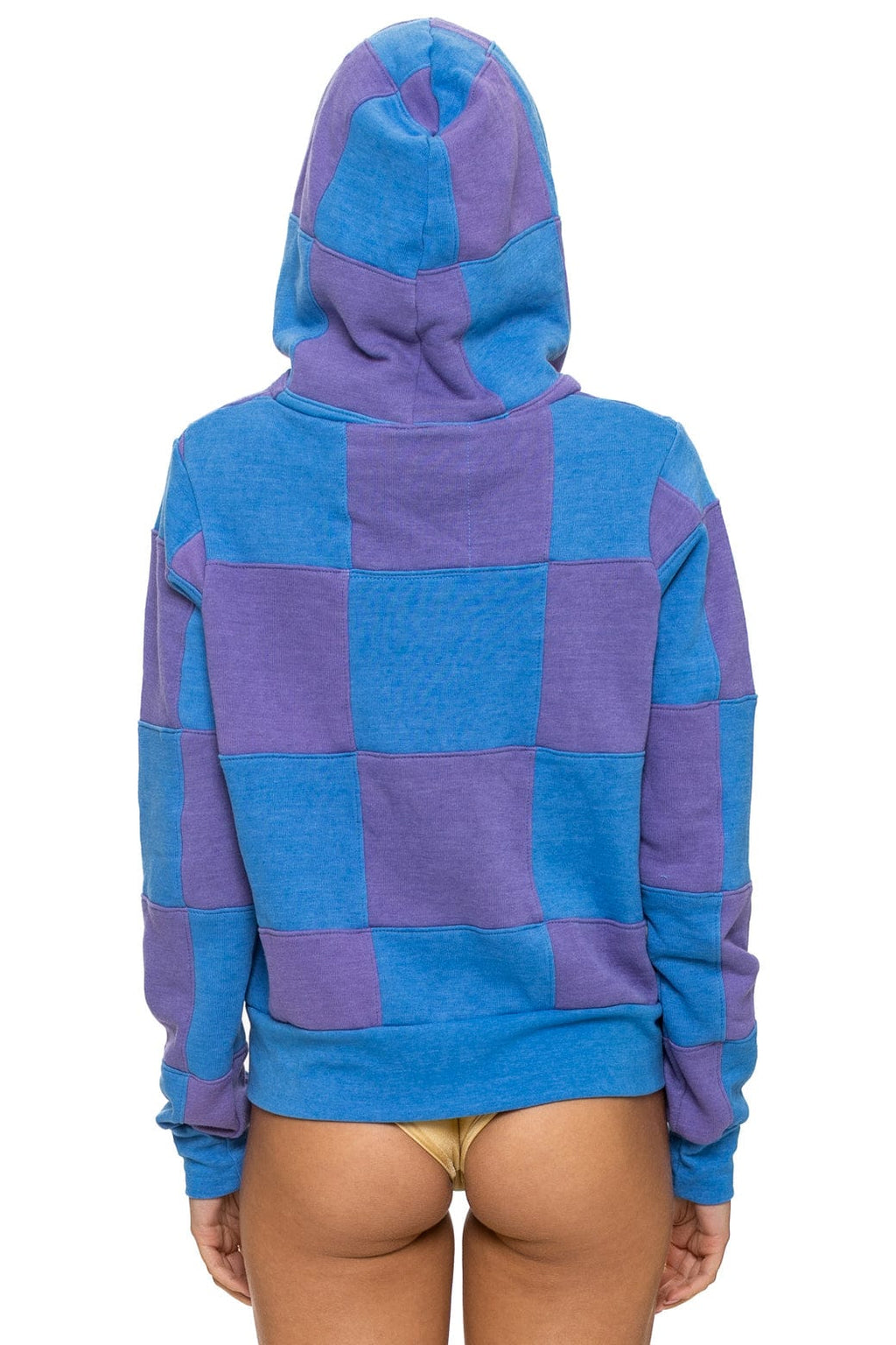 CHECK QUILT ZIP HOODIE - LAVENDER // OCEAN