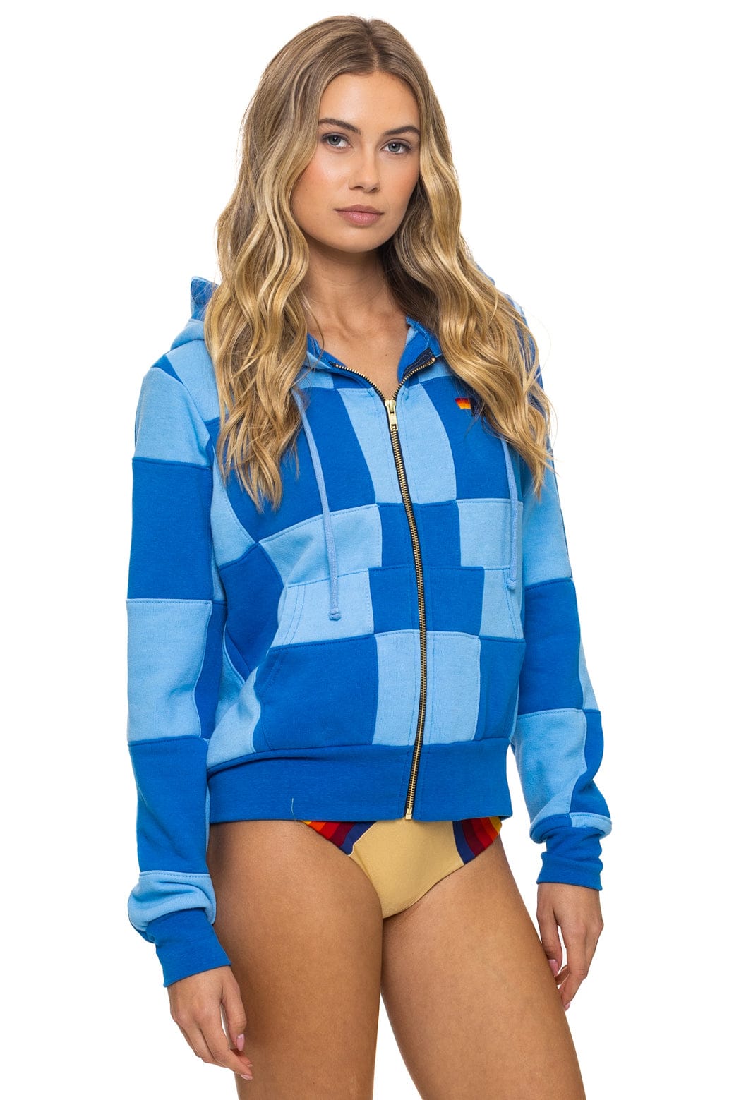 CHECK QUILT ZIP HOODIE - SKY // ADVENTURE BLUE