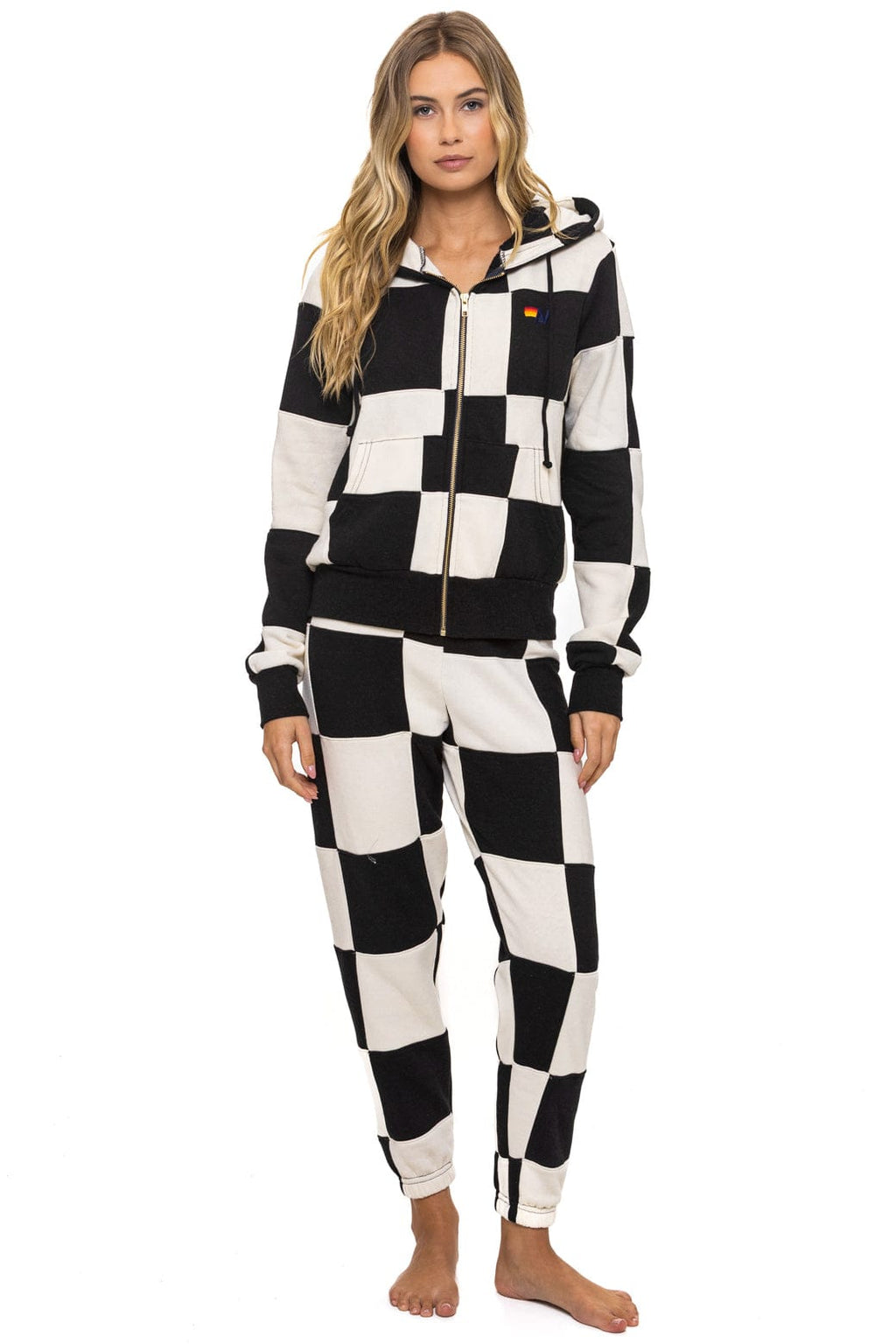 CHECK QUILTED SWEATPANTS - VINTAGE WHITE // BLACK