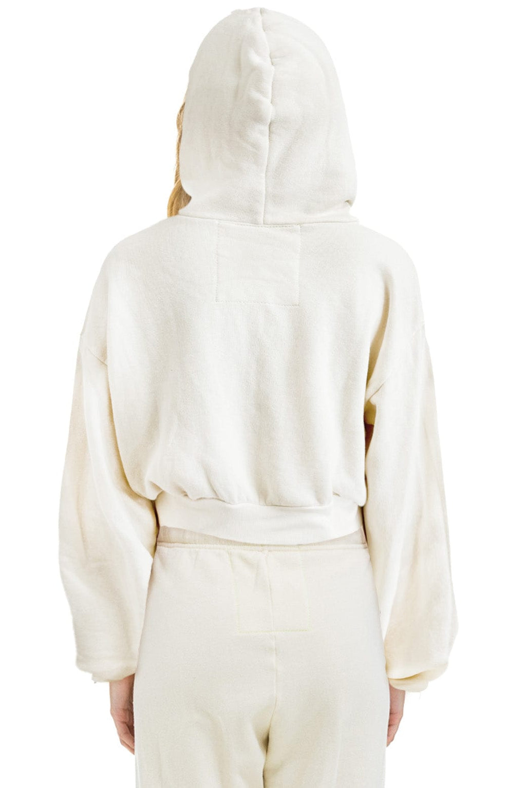 SUNSET PATCH RELAXED CROPPED ZIP HOODIE - VINTAGE WHITE