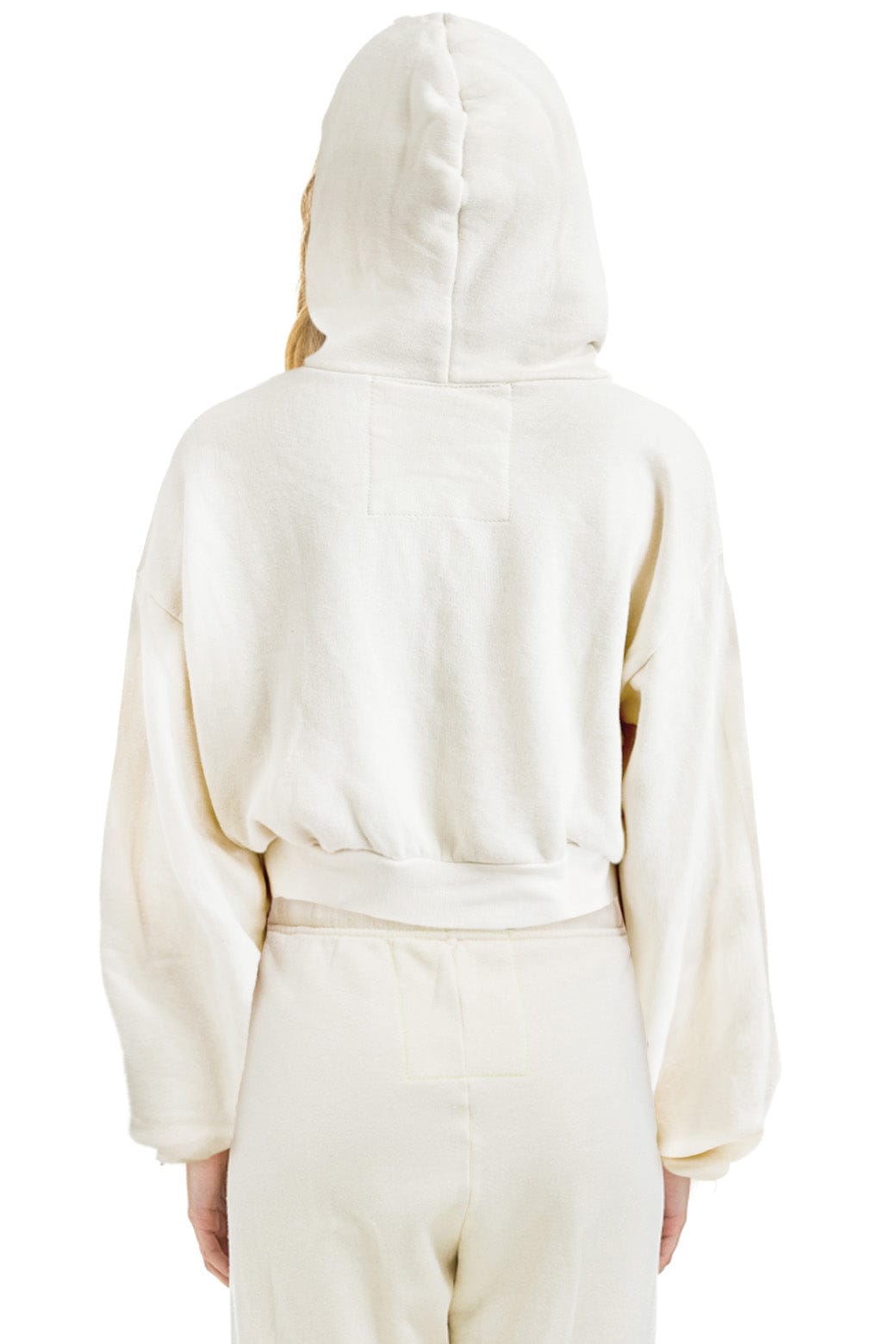 SUNSET PATCH RELAXED CROPPED ZIP HOODIE - VINTAGE WHITE
