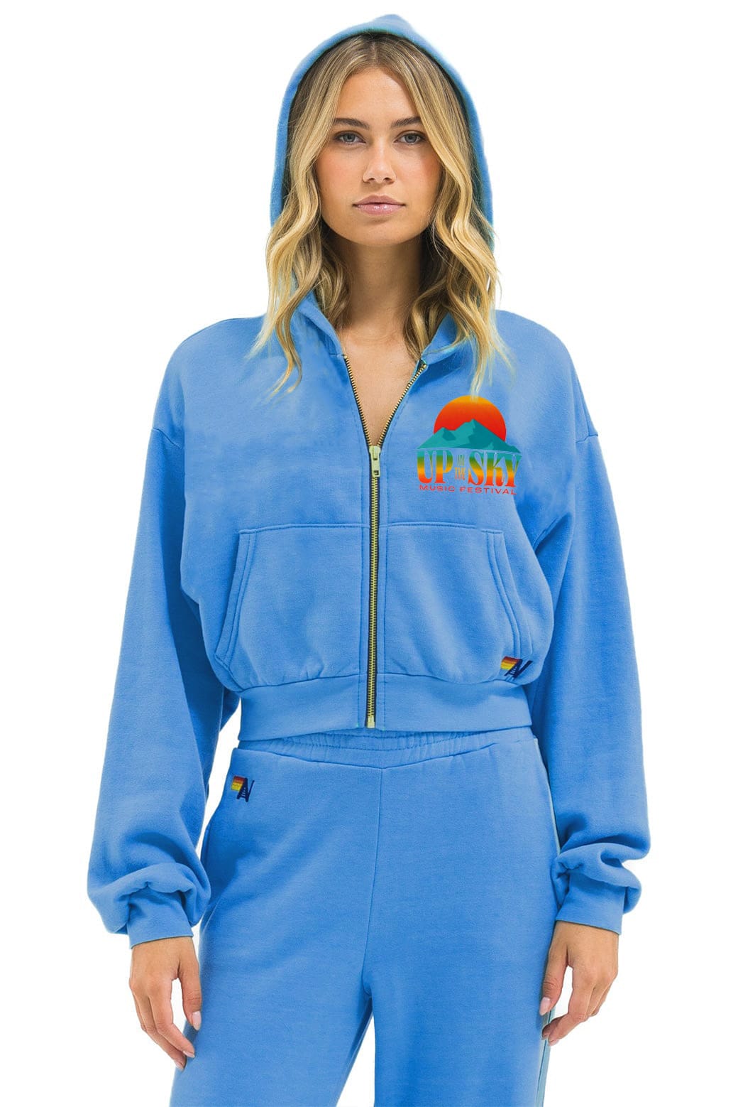 UP IN THE SKY 2026 CROPPED ZIP HOODIE - OCEAN