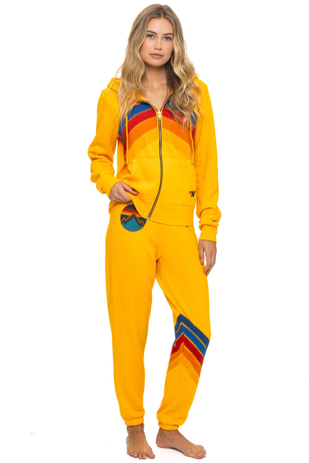 ALL SEASONS CIRCLE CHEVRON SWEATPANTS - GOLD