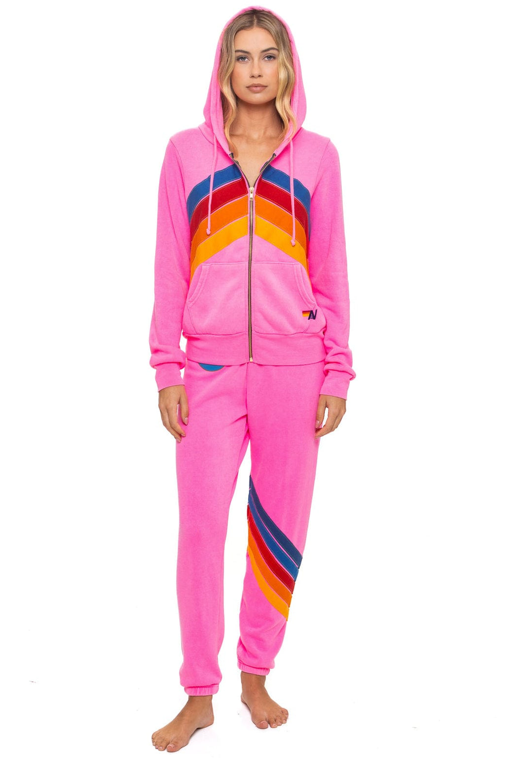 ALL SEASONS CIRCLE CHEVRON SWEATPANTS - NEON PINK