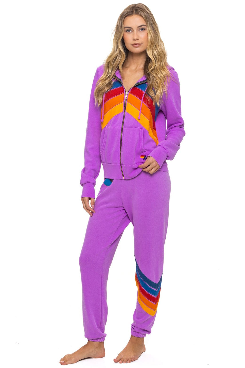 ALL SEASONS CIRCLE CHEVRON SWEATPANTS - NEON PURPLE