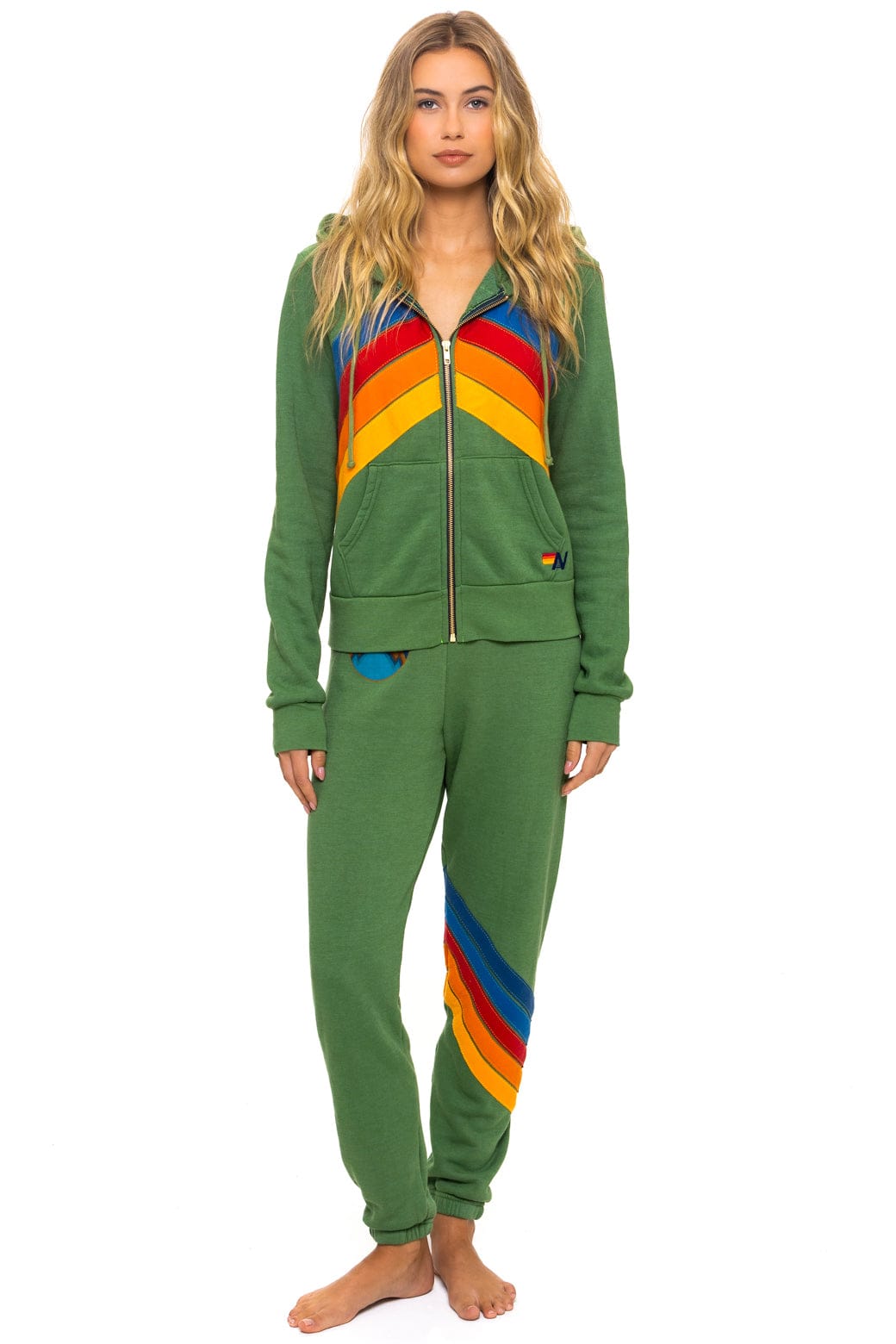 MOUNTAIN STITCH CHEVRON 4 ZIP HOODIE - PALM