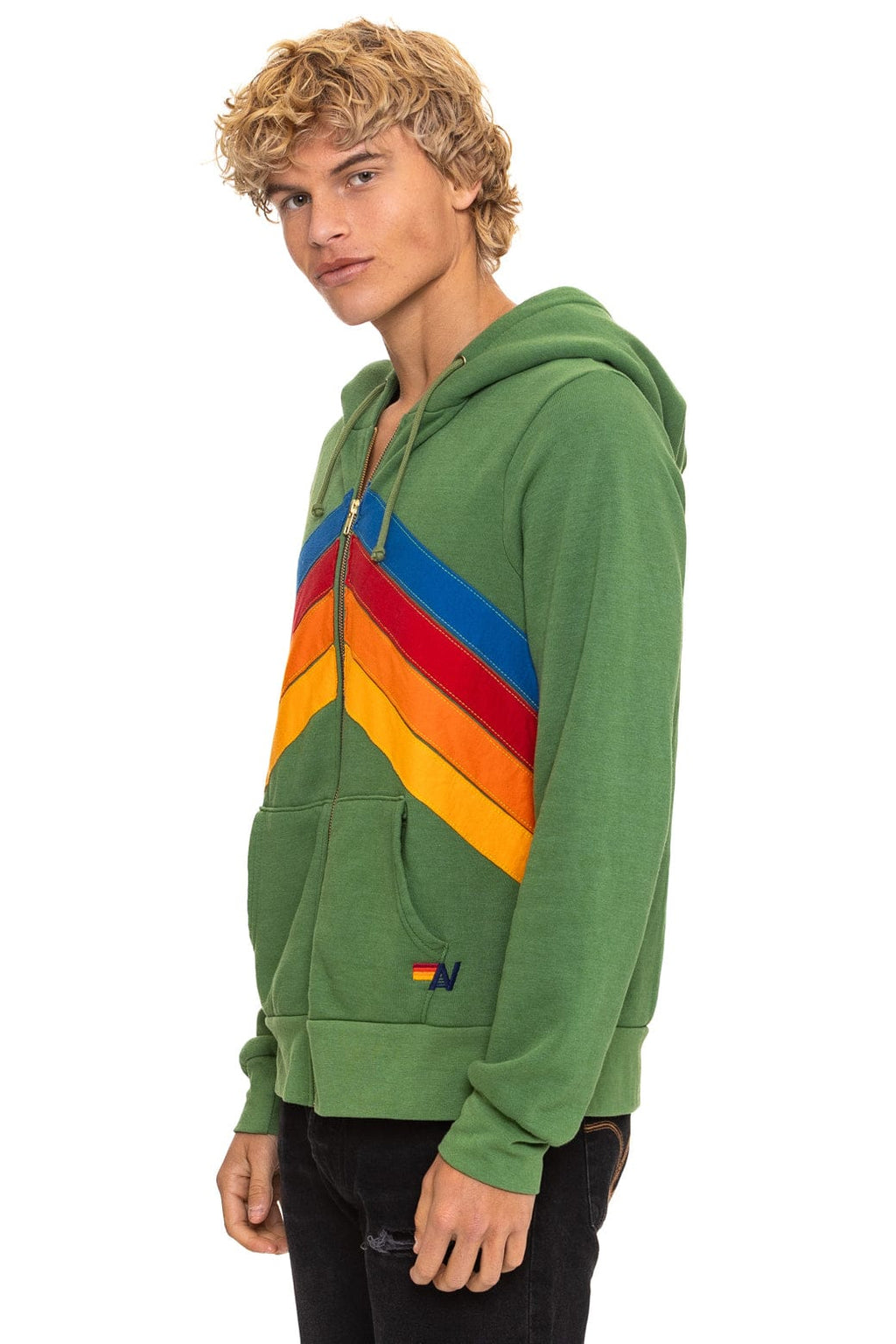 MOUNTAIN STITCH CHEVRON 4 ZIP HOODIE - PALM