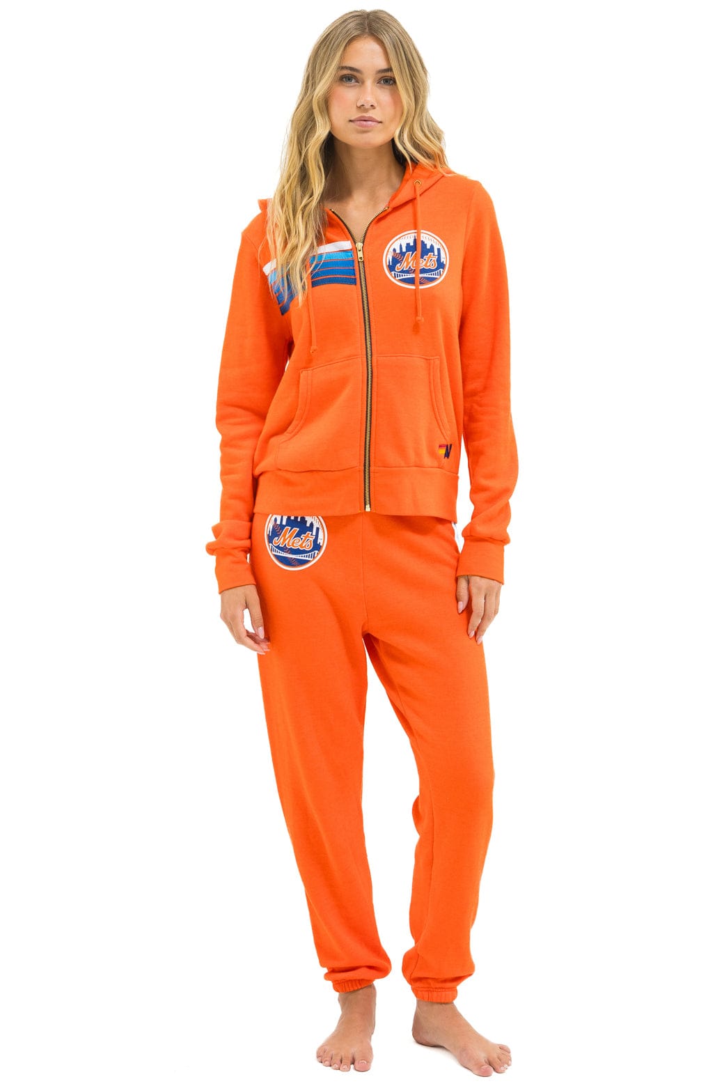 NY METS 5 STRIPE UNISEX SWEATPANTS - ORANGE // BLUE