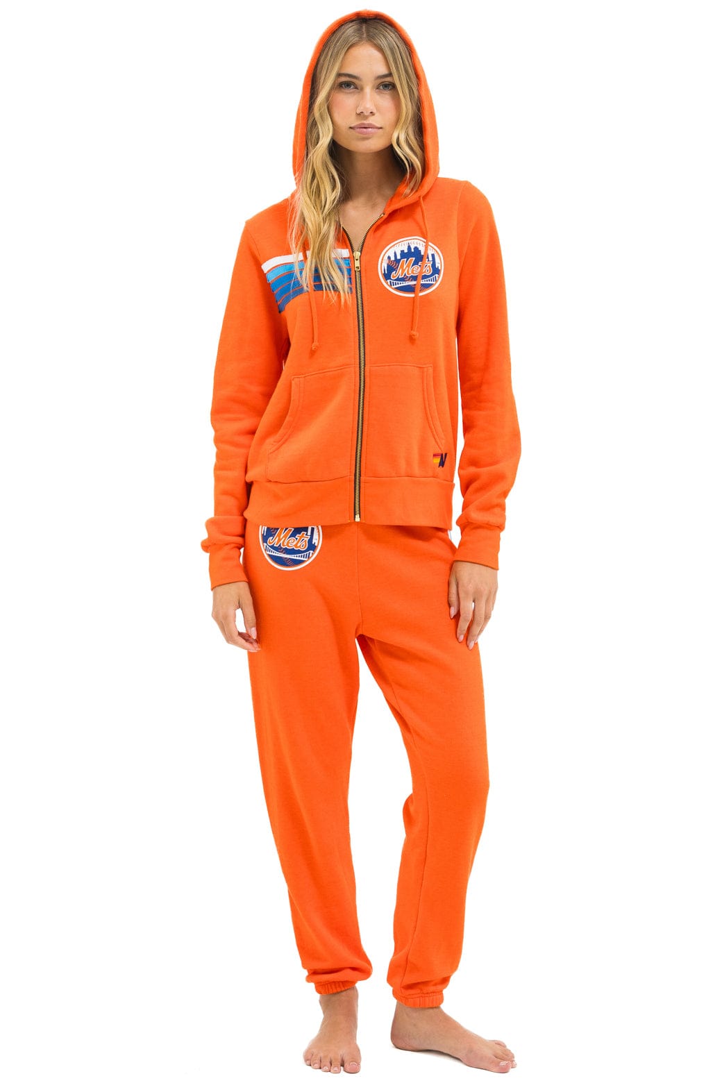 NY METS 5 STRIPE UNISEX SWEATPANTS - ORANGE // BLUE
