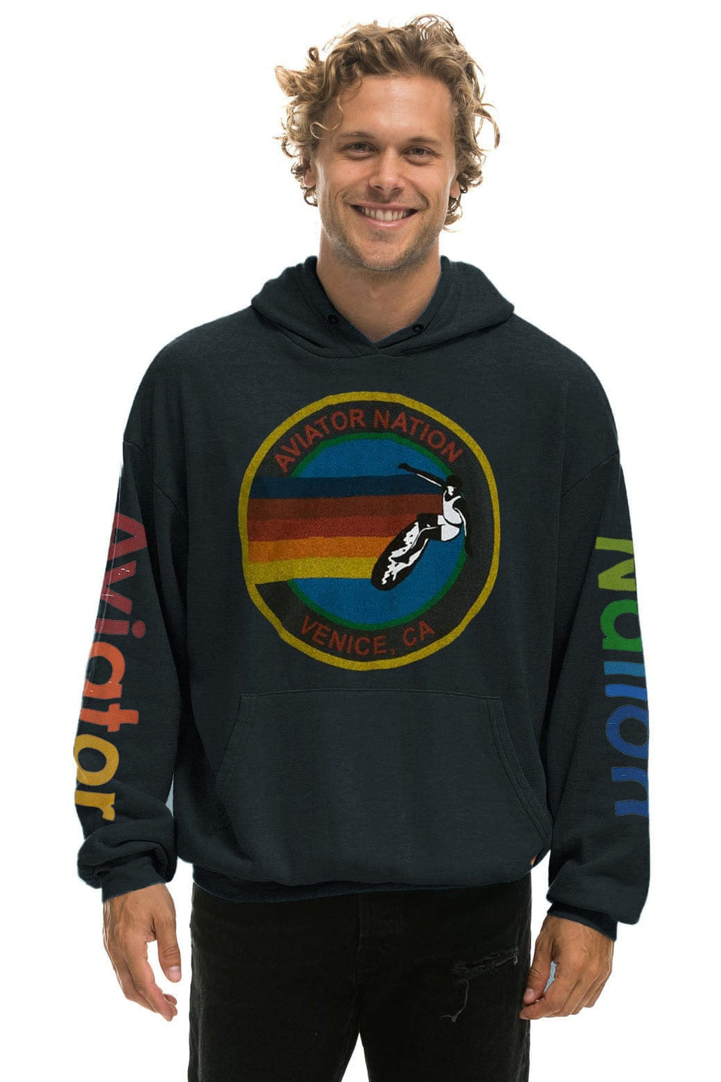 AVIATOR NATION RELAXED VENICE PULLOVER HOODIE - CHARCOAL