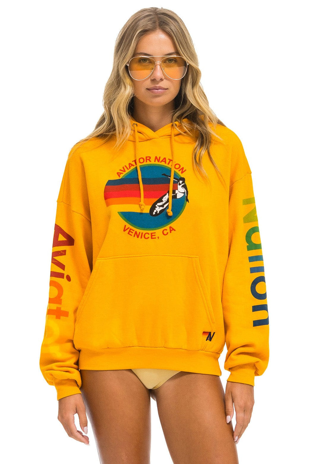 AVIATOR NATION RELAXED VENICE PULLOVER HOODIE - GOLD