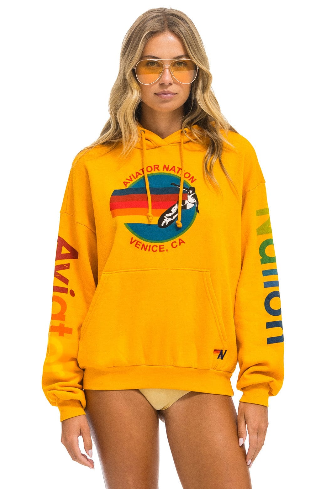 AVIATOR NATION RELAXED VENICE PULLOVER HOODIE - GOLD