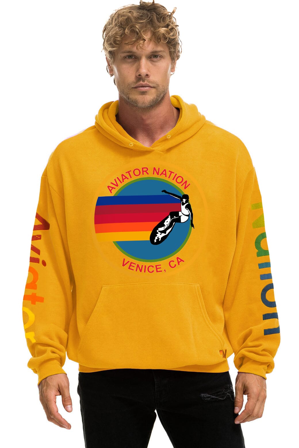 AVIATOR NATION RELAXED VENICE PULLOVER HOODIE - GOLD